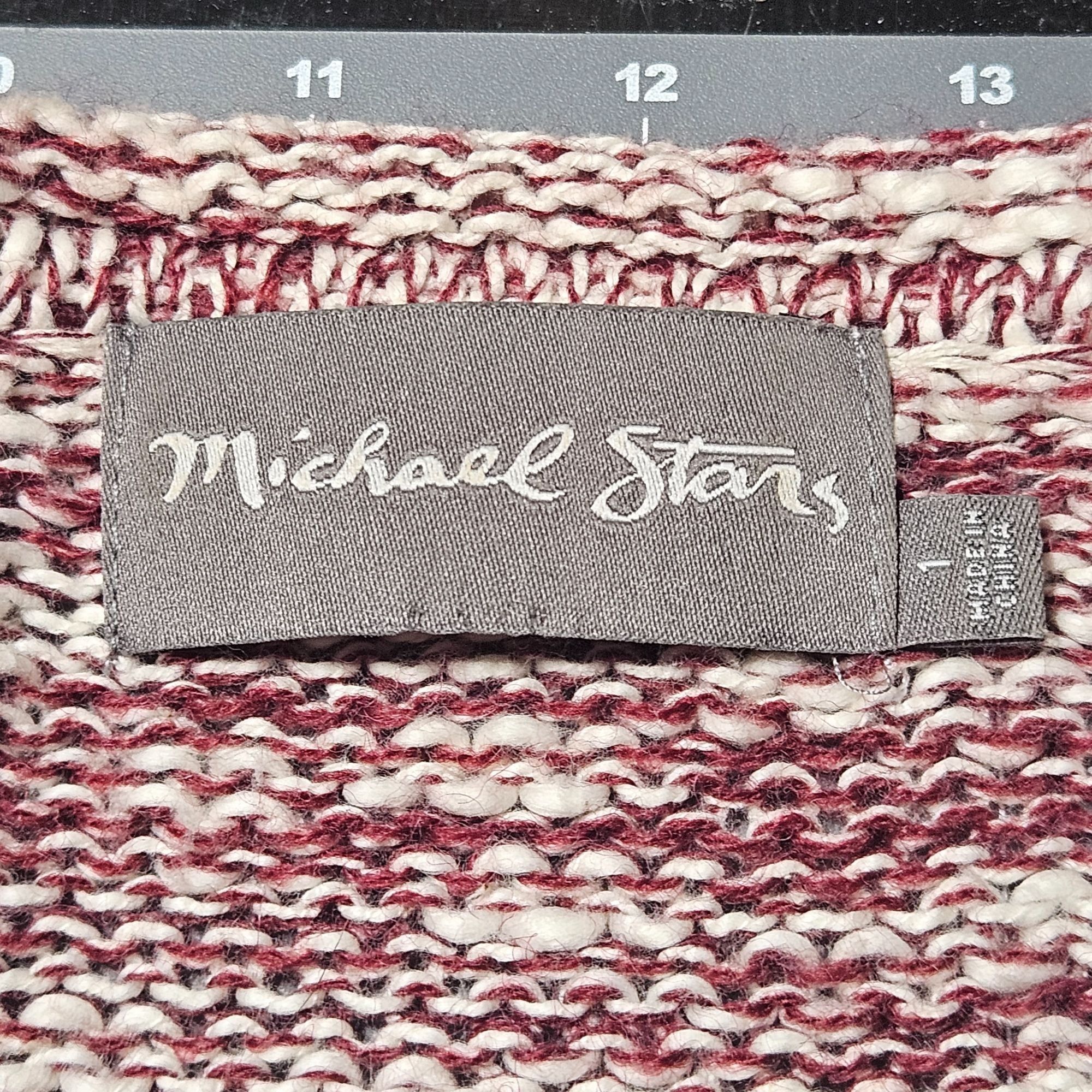 Michael Stars Michael Stars Burgundy Cream Knit Cardigan 1 Grunge, Coffeec Size S / US 4 / IT 40 - 4 Thumbnail