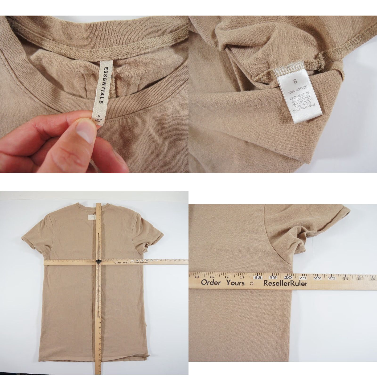 Fear of God Fear of God Essentials T-Shirt Mens Small Beige Crew Neck Short Sleeve Split Hem Streetwear Solid Logo Size US S / EU 44-46 / 1 - 8 Thumbnail