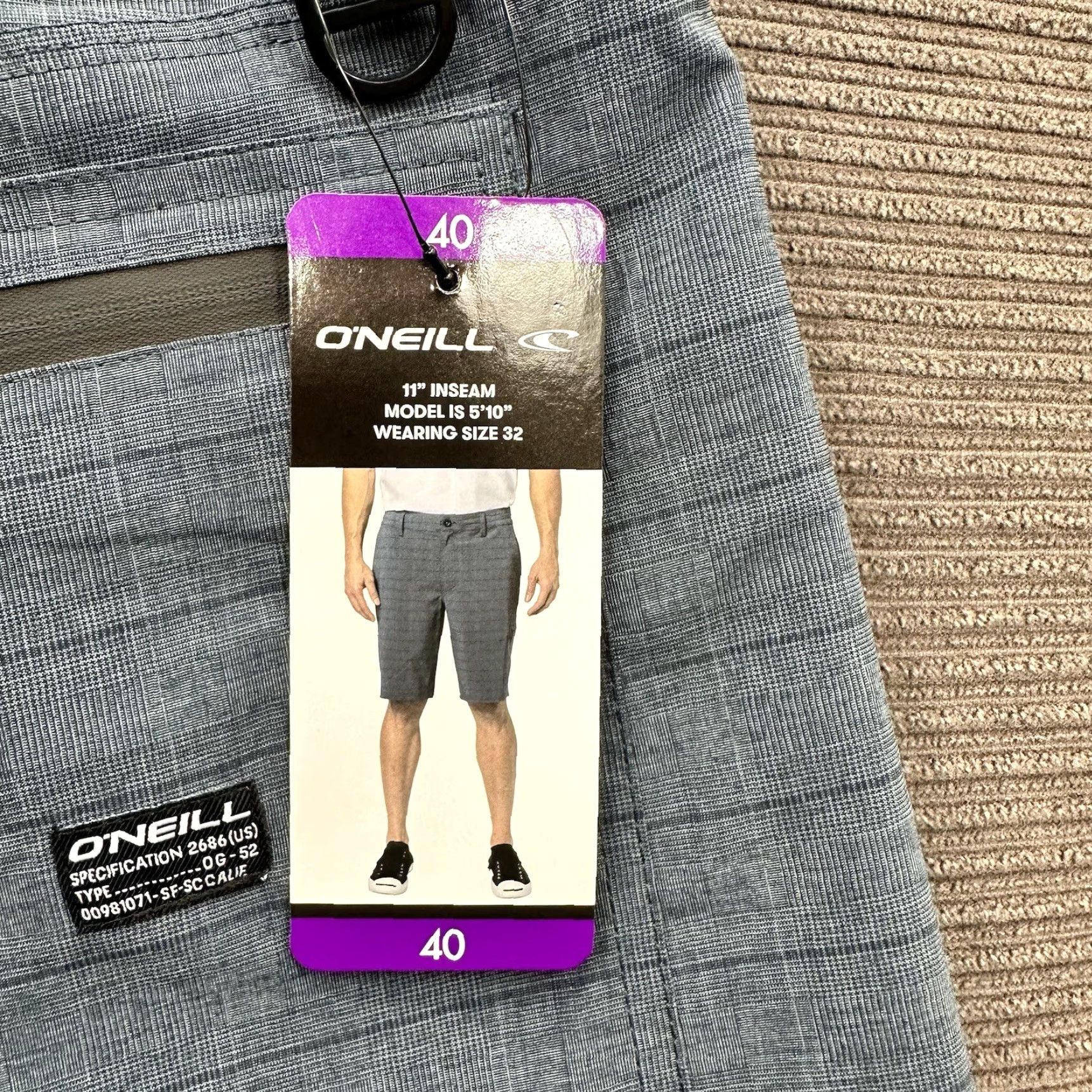O'Neill O'Neill Shorts Men 40 Dark Navy Multicolor Polyester Spandex 5-Pocket Performance Distressed No Zip Button Logo Size US 40 / EU 56 - 6 Thumbnail