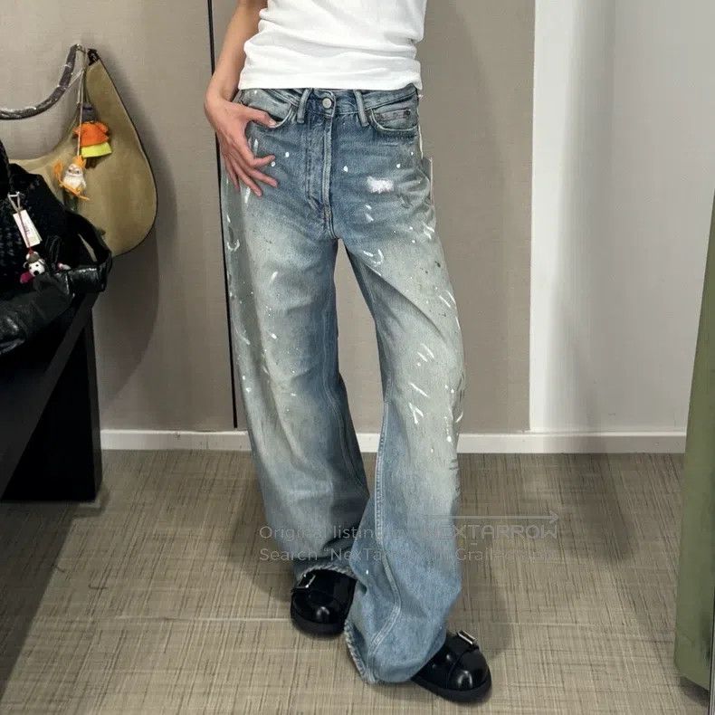 Acne Studios Acne Studios 25SS Leather Patch Splatter Denim Jeans Size US 29 - 8 Thumbnail