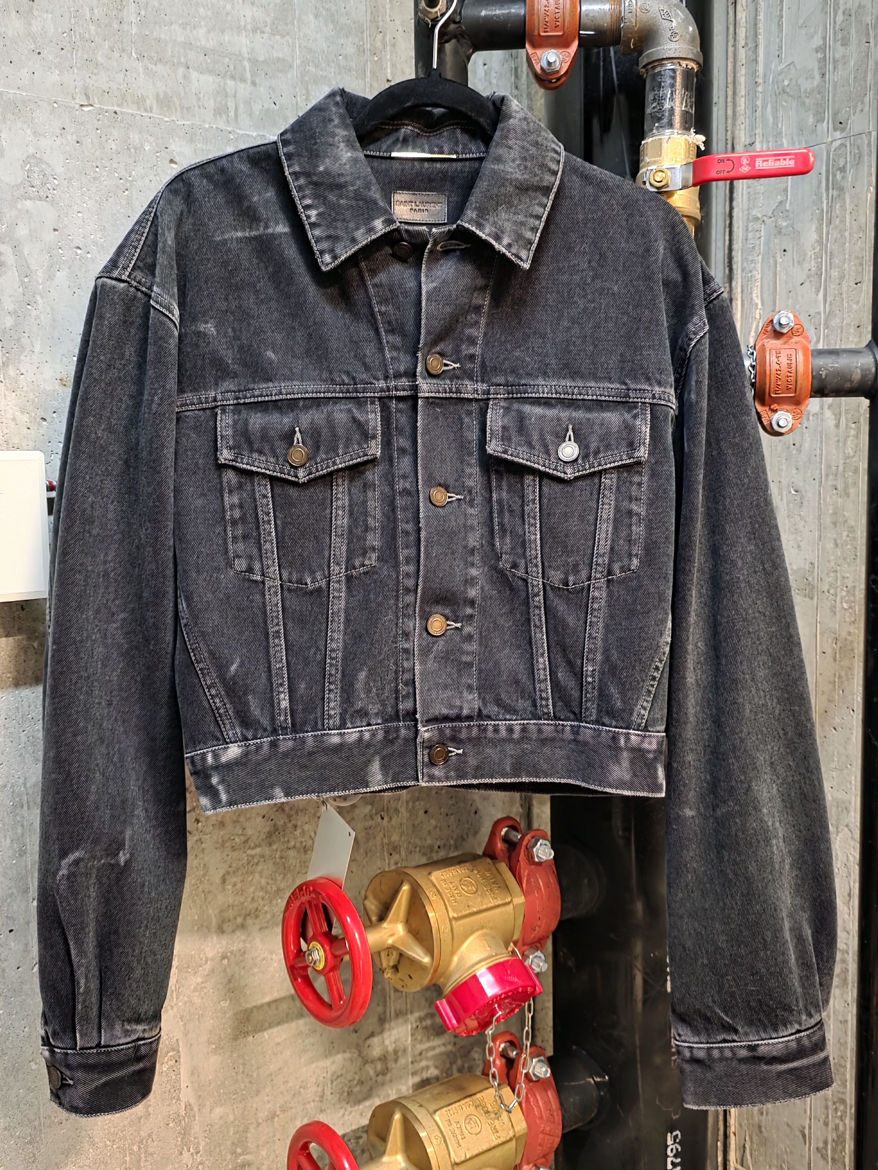 Saint Laurent Paris SLP Neo 80s Black Denim Jacket Size S / US 4 / IT 40 - 6 Thumbnail