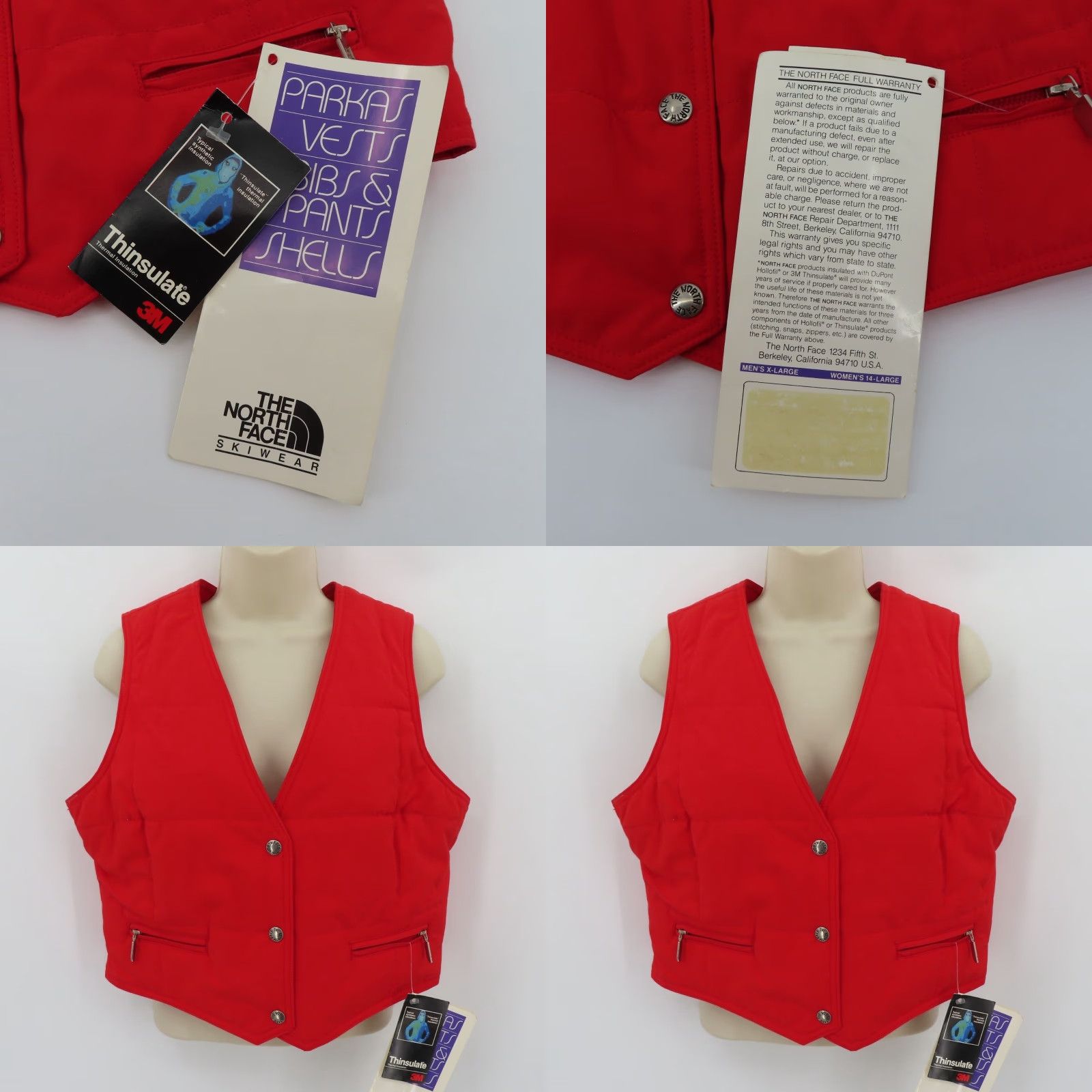 The North Face VTG The North Face Women Vest L Red Snap Front ZIP Pockets NEW Tags Solid Size L / US 10 / IT 46 - 9 Thumbnail