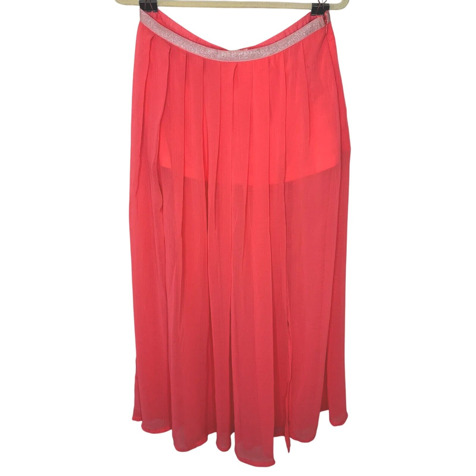 Other Love Riche Pink Sheer Maxi Short Slip Silver Shimmer Waist L Size 36" / US 14 / IT 50 - 1 Thumbnail
