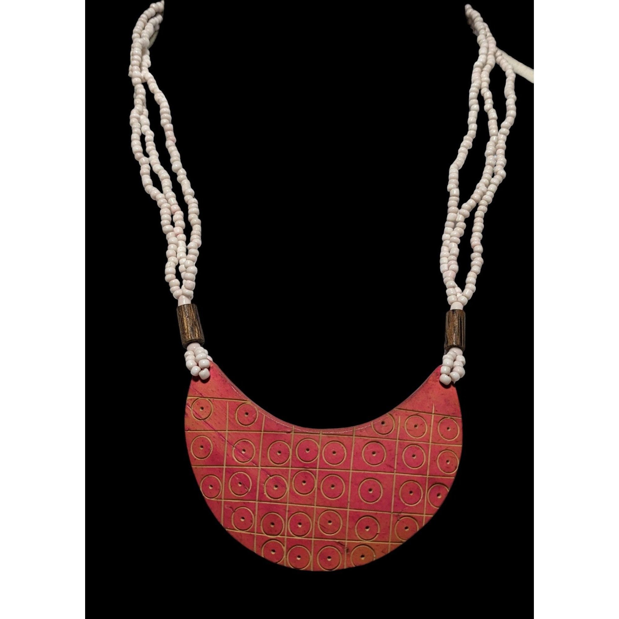Other Beaded Necklace With Geometric Pendant In Pink & White Size ONE SIZE - 5 Thumbnail