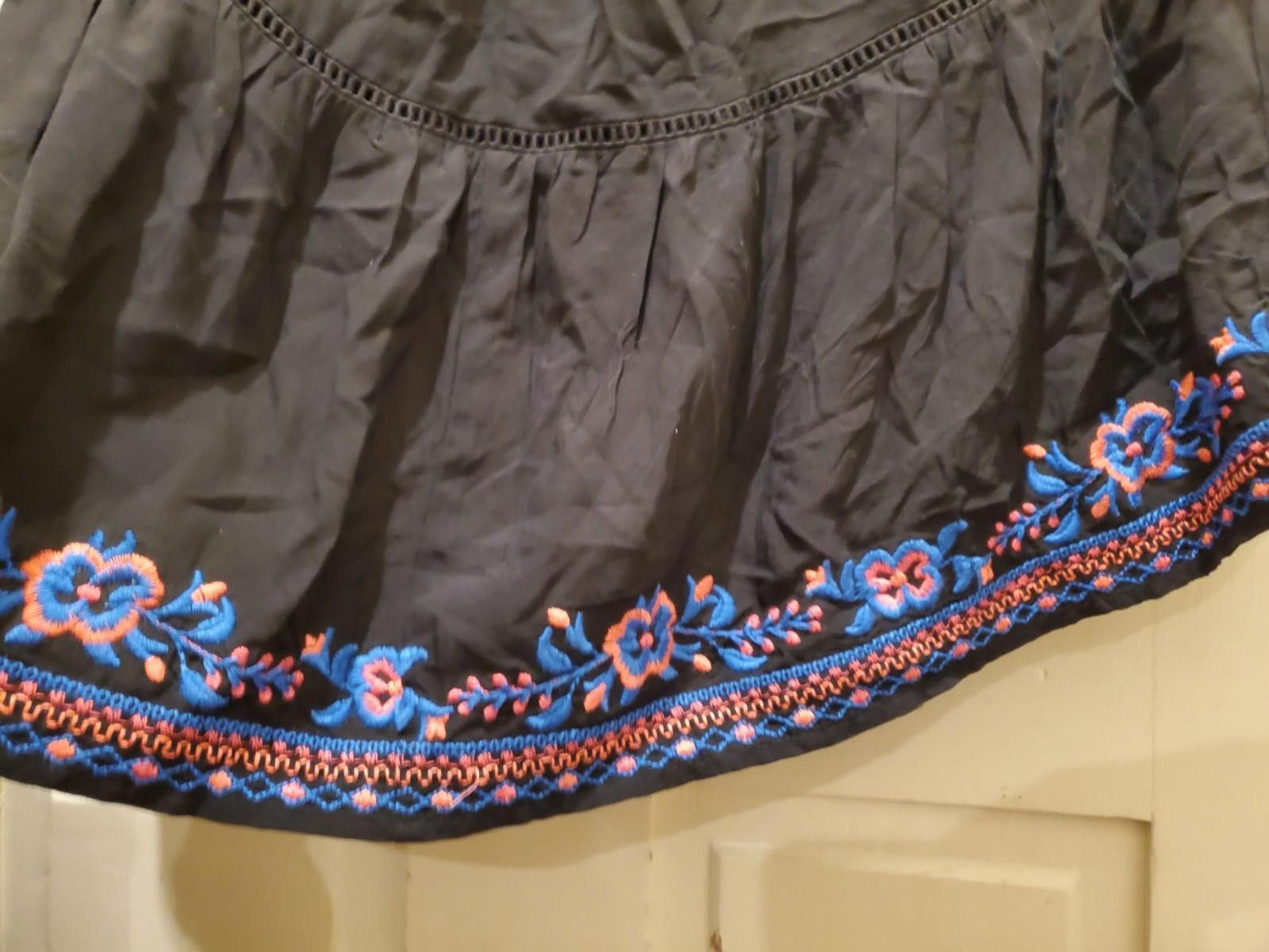 Designer Time&Tru Wns Blk Skirt L Boho Peasant hippie Embroidered Size 36" / US 14 / IT 50 - 5 Thumbnail