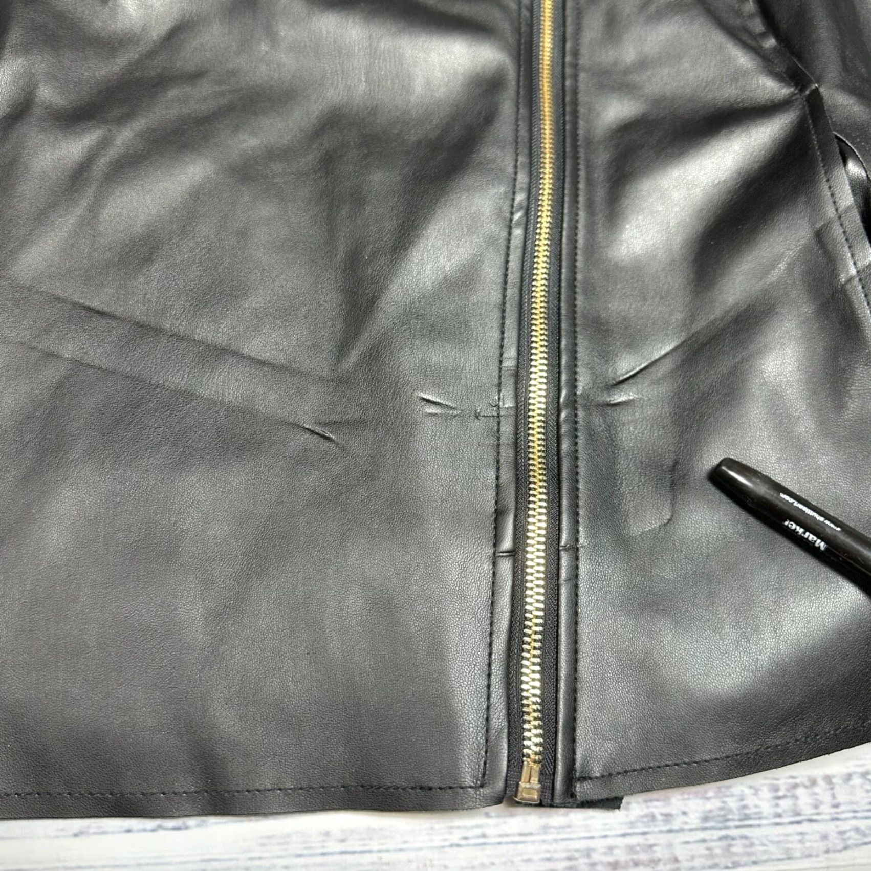 Worthington Worthington Womens Cropped Faux Leather Jacket XL Black Asymmetrical Zip Pockets Size XL / US 12-14 / IT 48-50 - 5 Thumbnail