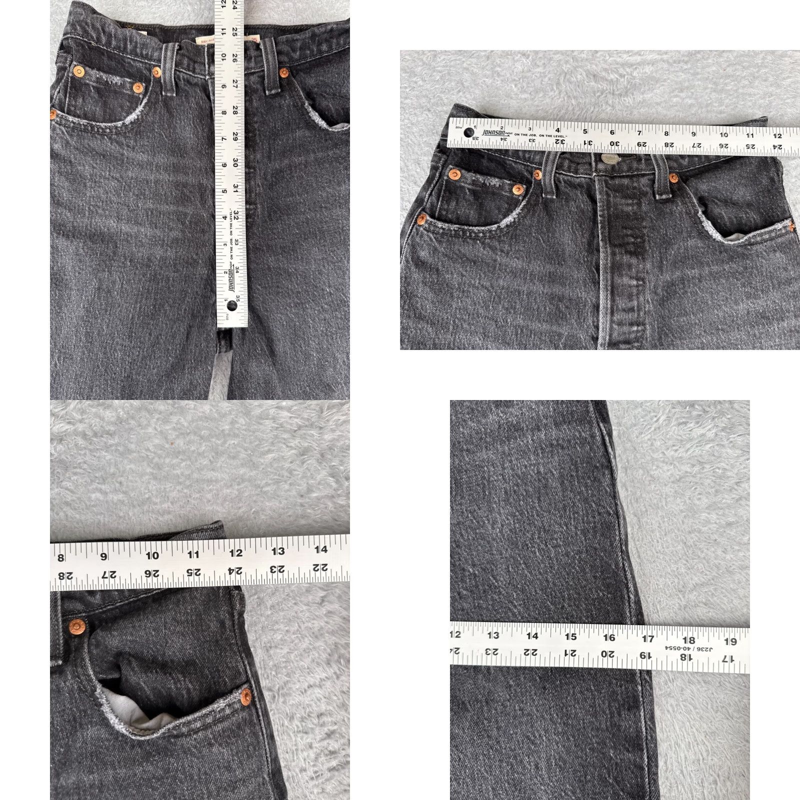 Levi's Levis Premium Jeans Women 25 Black Distressed Big E Ribcage Straight Ankle 24x25 Jeans Womens Black Distressed 25 Levi's Straight Retro 5-Pocket Size 42" / US 20 - 9 Thumbnail