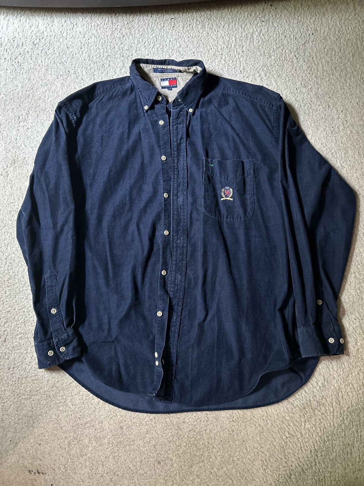 Tommy Hilfiger × Vintage Tommy Hilfiger corduroy button up navy vintage Size US L / EU 52-54 / 3 - 1 Thumbnail