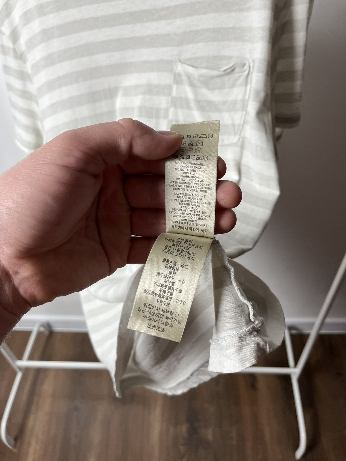 Burberry Burberry Brit Womens Stripe Tee Gray White Pocket Logo L Size L / US 10 / IT 46 - 7 Thumbnail