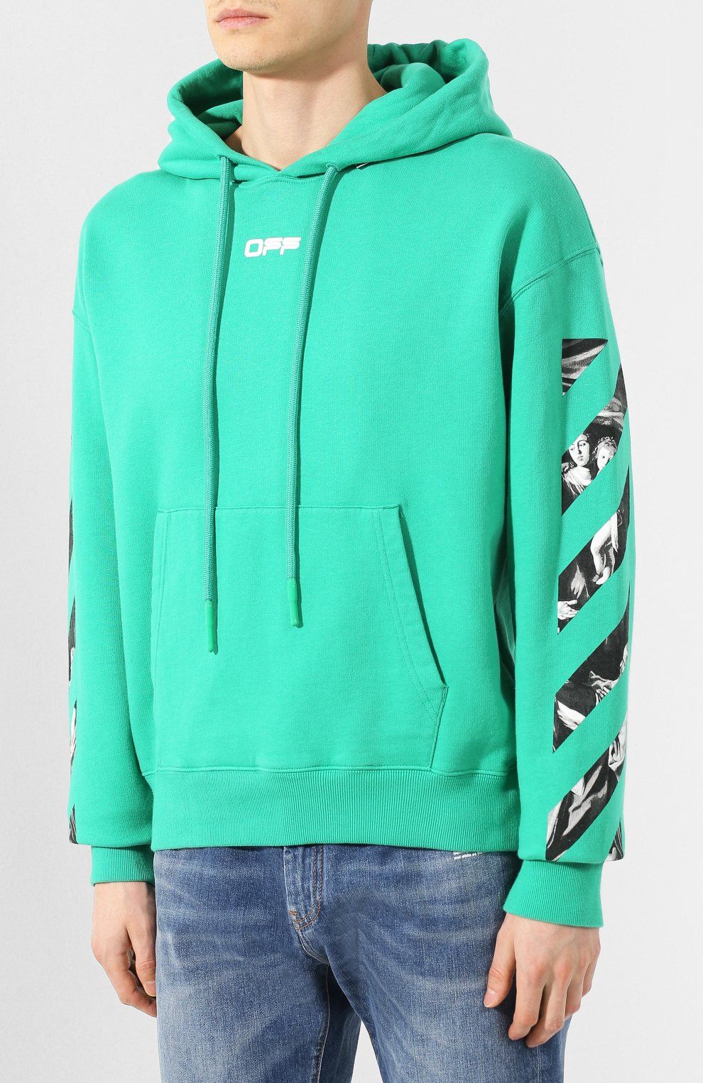 Off-White Green Caravaggio Diagonals Box Oversized Hoodie Size M / US 6-8 / IT 42-44 - 5 Thumbnail