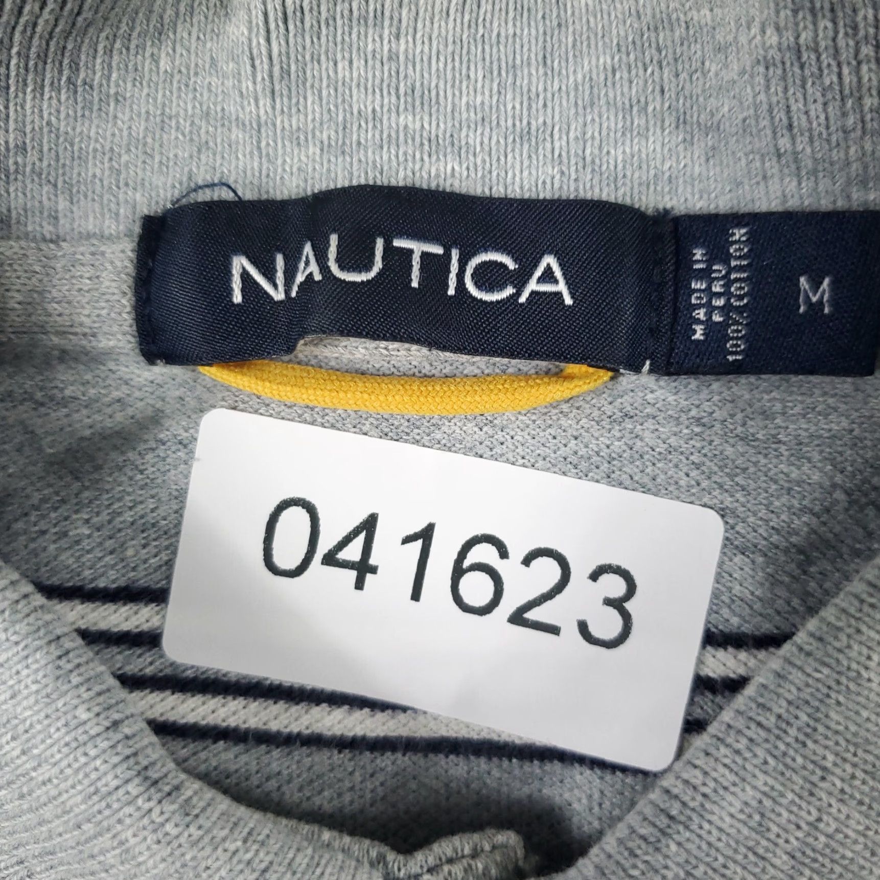 Nautica Nautica Polo Shirt Mens Medium Gray Striped Casual Short Sleeve Size US M / EU 48-50 / 2 - 7 Thumbnail