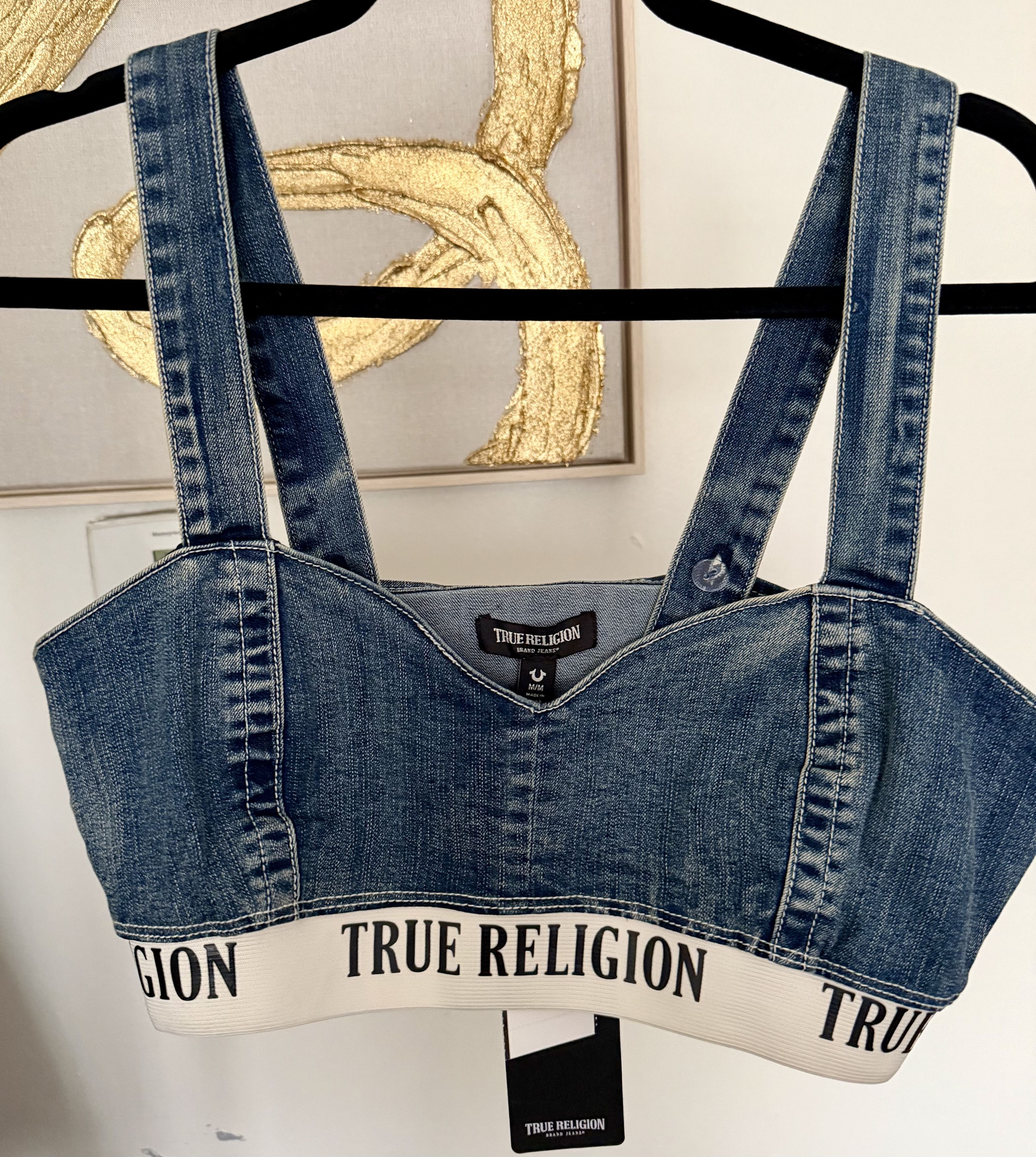True Religion True Religion Blue Elastic Band Denim Bra Top Size M Size M / US 6-8 / IT 42-44 - 3 Thumbnail