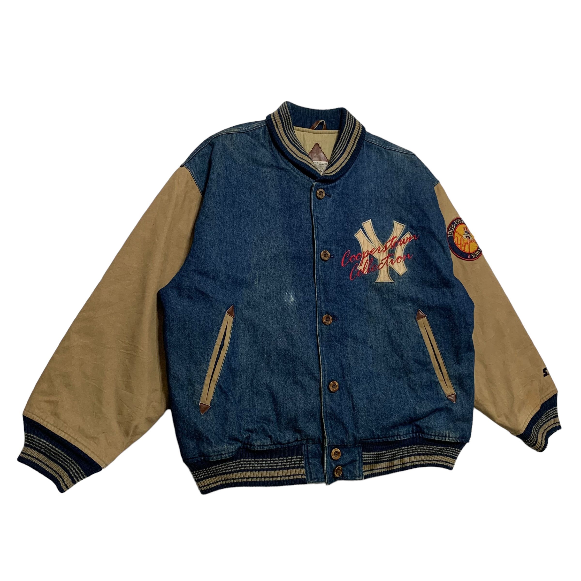 MLB Vintage MLB New York Yankees 50th Year Denim Jacket Size US L / EU 52-54 / 3 - 2 Thumbnail