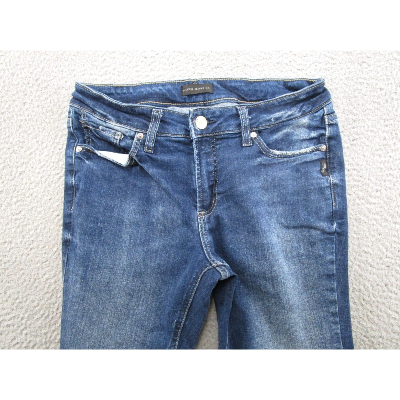 Silver Jeans Co. Silver Jeans Co Suki Straight Jeans Womens 29x31 Blue Stretch Denim 5-Pocket Regular Rise Mid Vintage No Size 29" - 3 Thumbnail