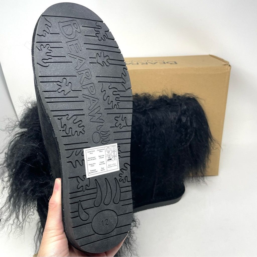 Other NEW BearPaw Boo Black Curly Lambs Hair Shearling Boots US 12 Size US 12 / IT 42 - 3 Thumbnail