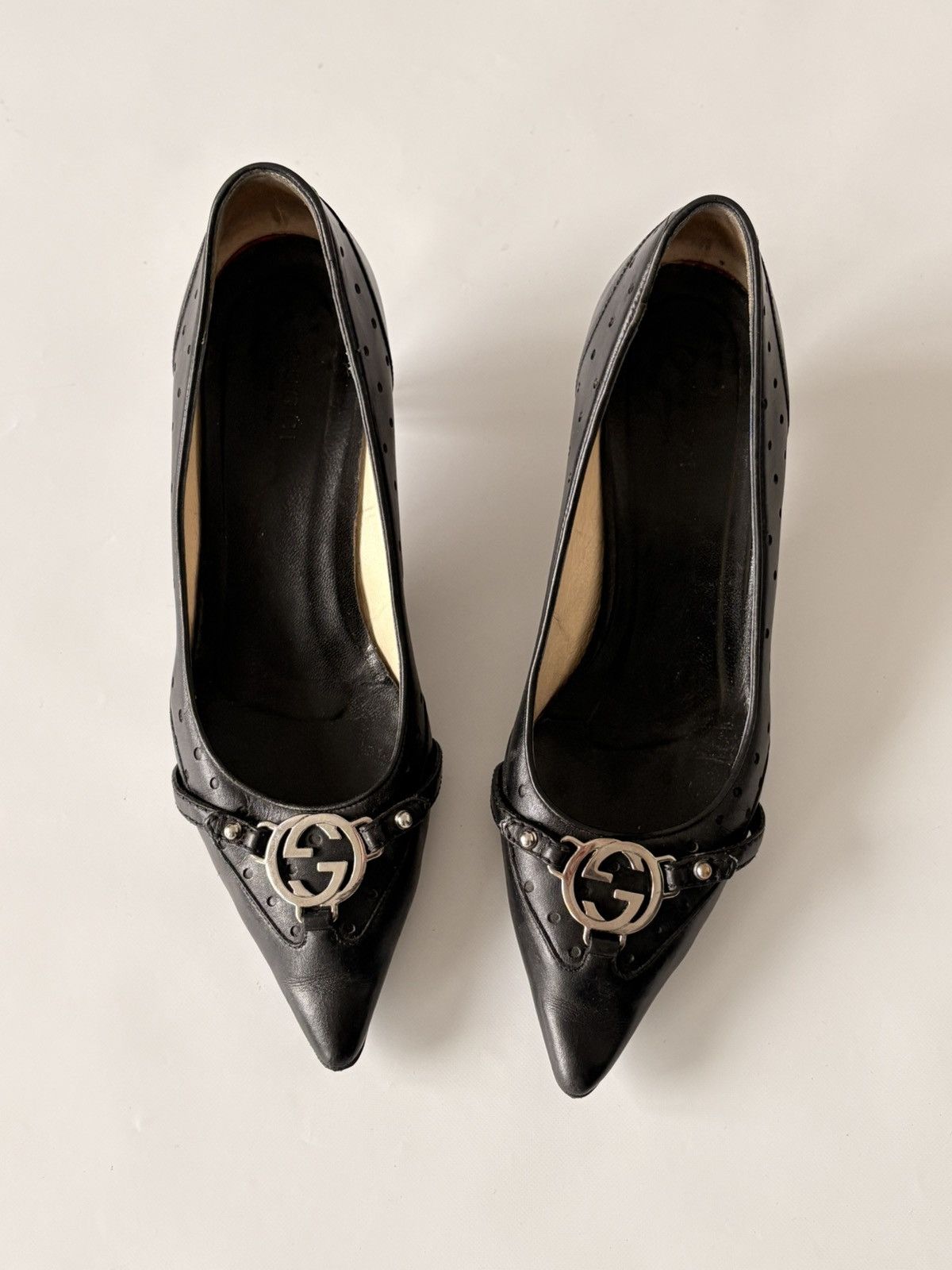 Gucci Gucci black leather kitten heels interlocking GG pumps 36 Size US 6 / IT 36 - 1 Thumbnail