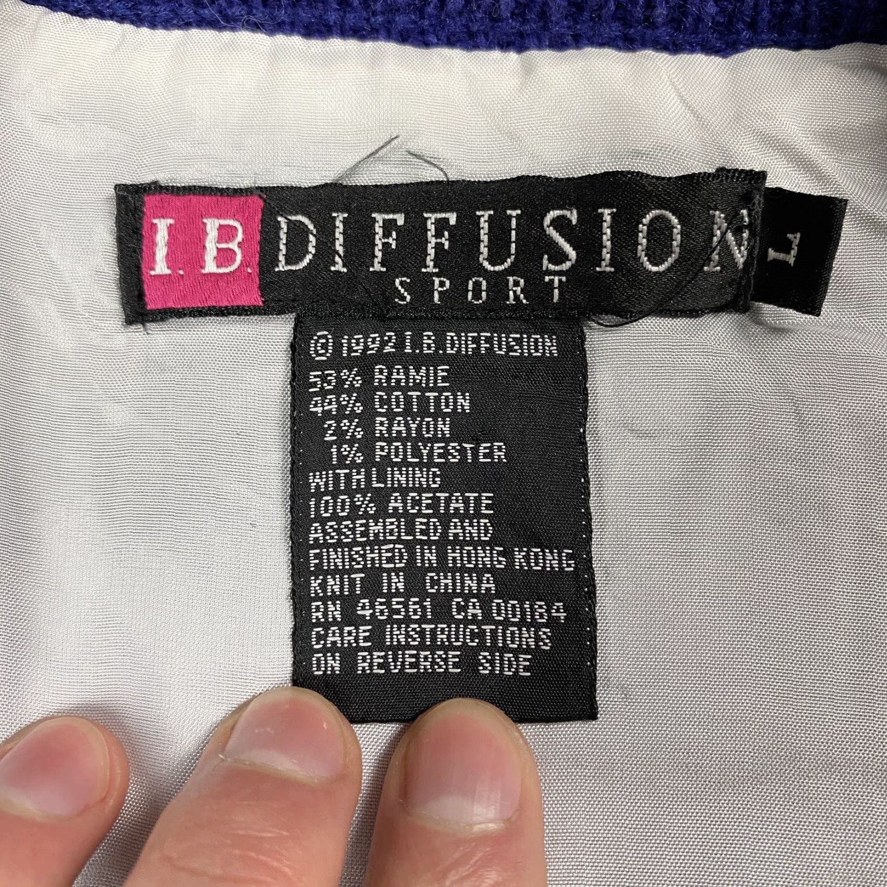 Vintage VINTAGE I.B. DIFFUSION Cardigan Sweater Lined Geometric Blue Size L 80s Womens Size L / US 10 / IT 46 - 4 Thumbnail