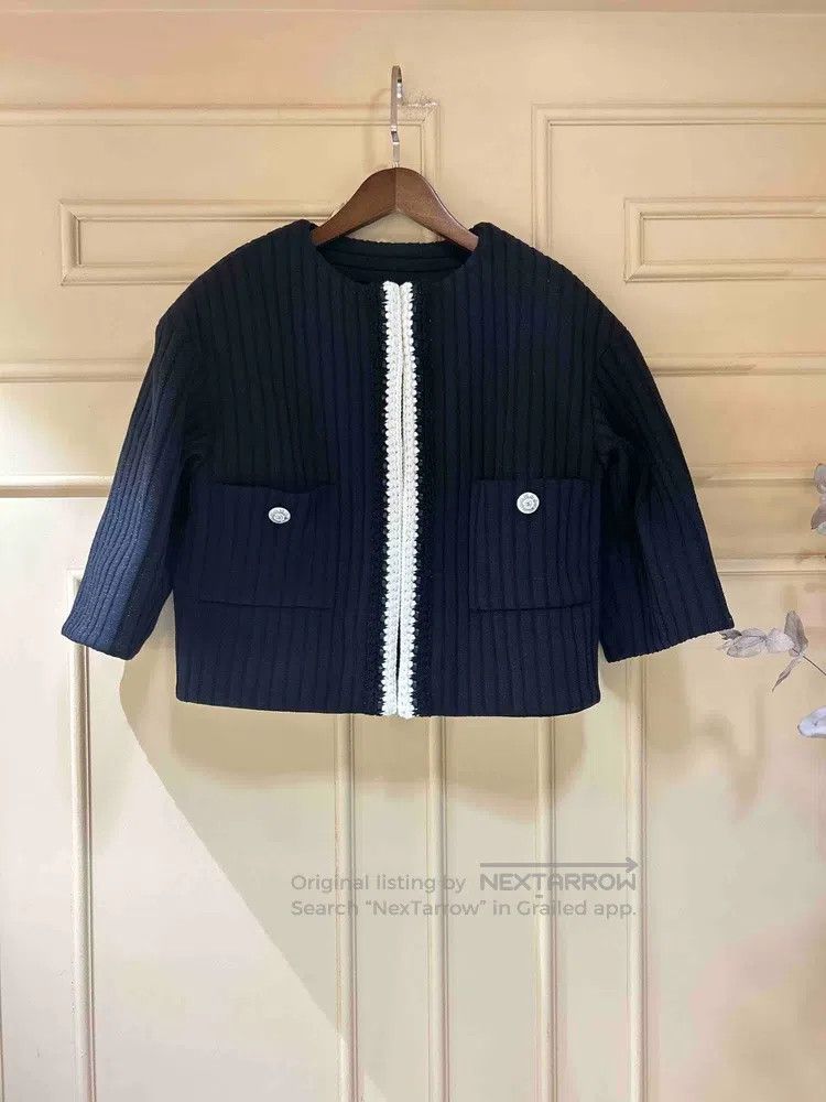 Chanel Chanel Black and white glitter striped round-neck jacket Size XXS / US 00 / IT 34 - 1 Thumbnail