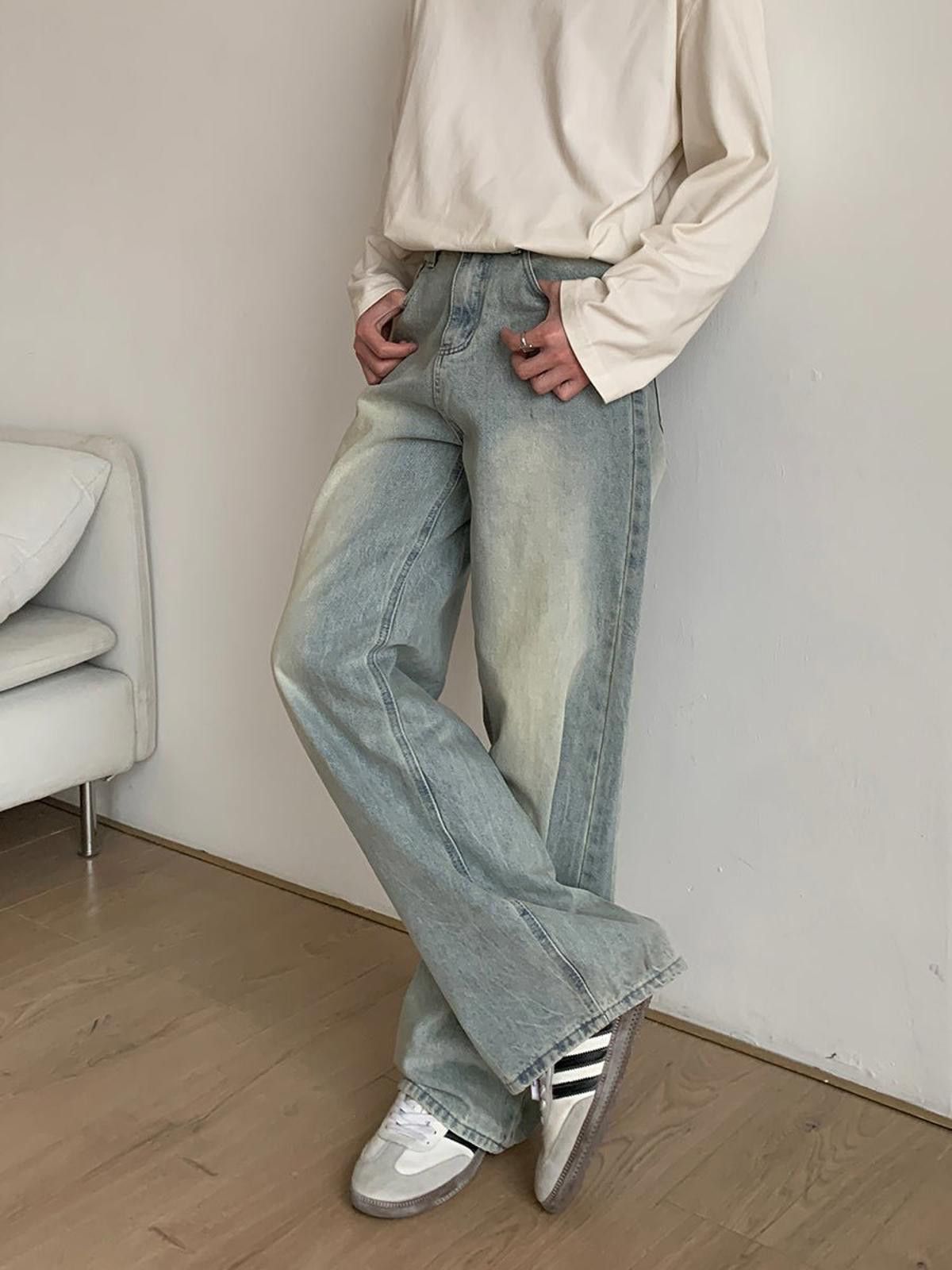 Jean × Vintage Vintage Wide Leg Jeans, Flared Jeans Size US 32 / EU 48 - 2 Thumbnail