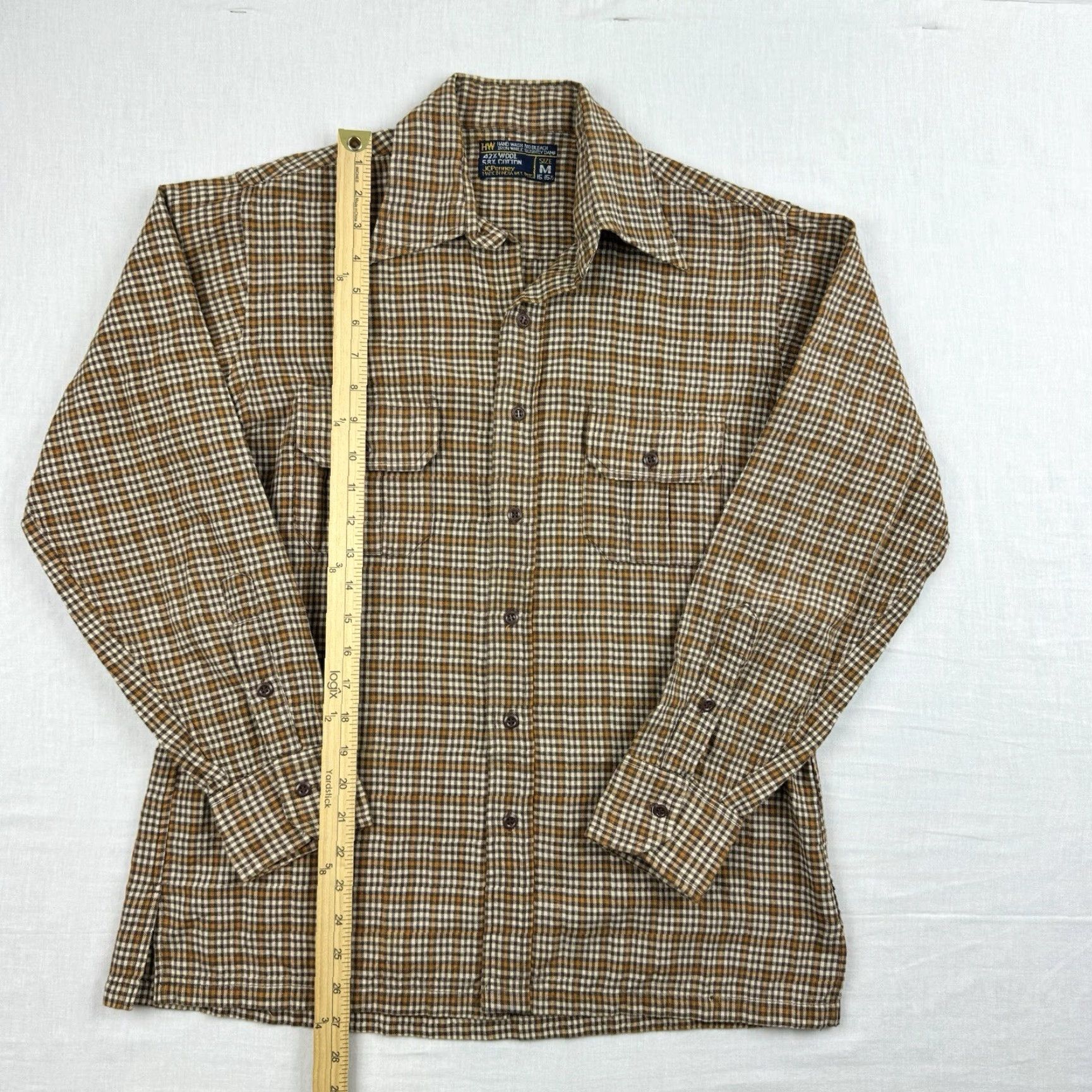 Sears VINTAGE Sears Flannel Shirt Adult Medium Brown Plaid Collared Button Up Size US M / EU 48-50 / 2 - 5 Thumbnail