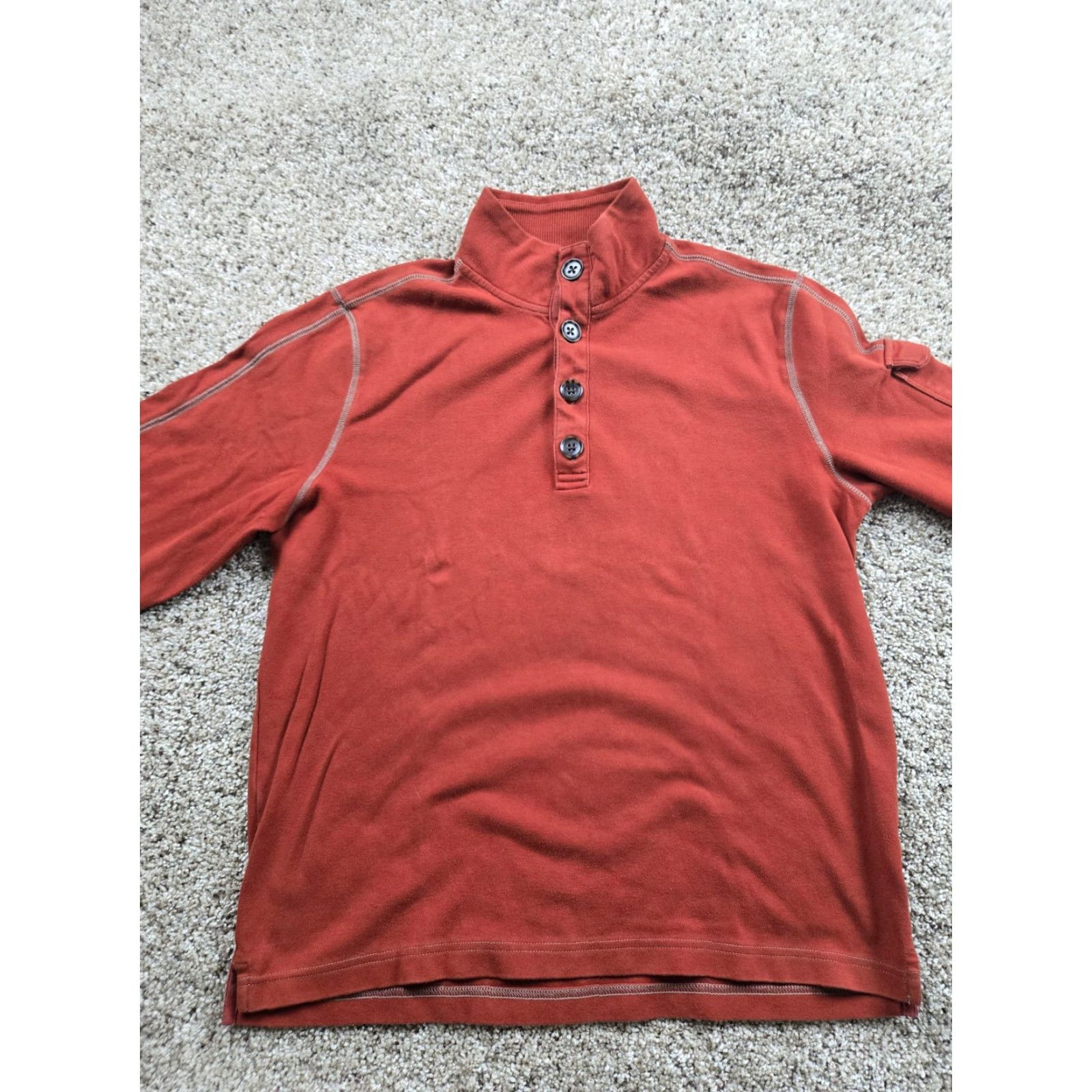 Banana Republic Banana Republic Shirt Mens M Rust Henley Pullover Long Sleeve Mock Neck Button Solid Cotton Jersey Size US M / EU 48-50 / 2 - 3 Thumbnail
