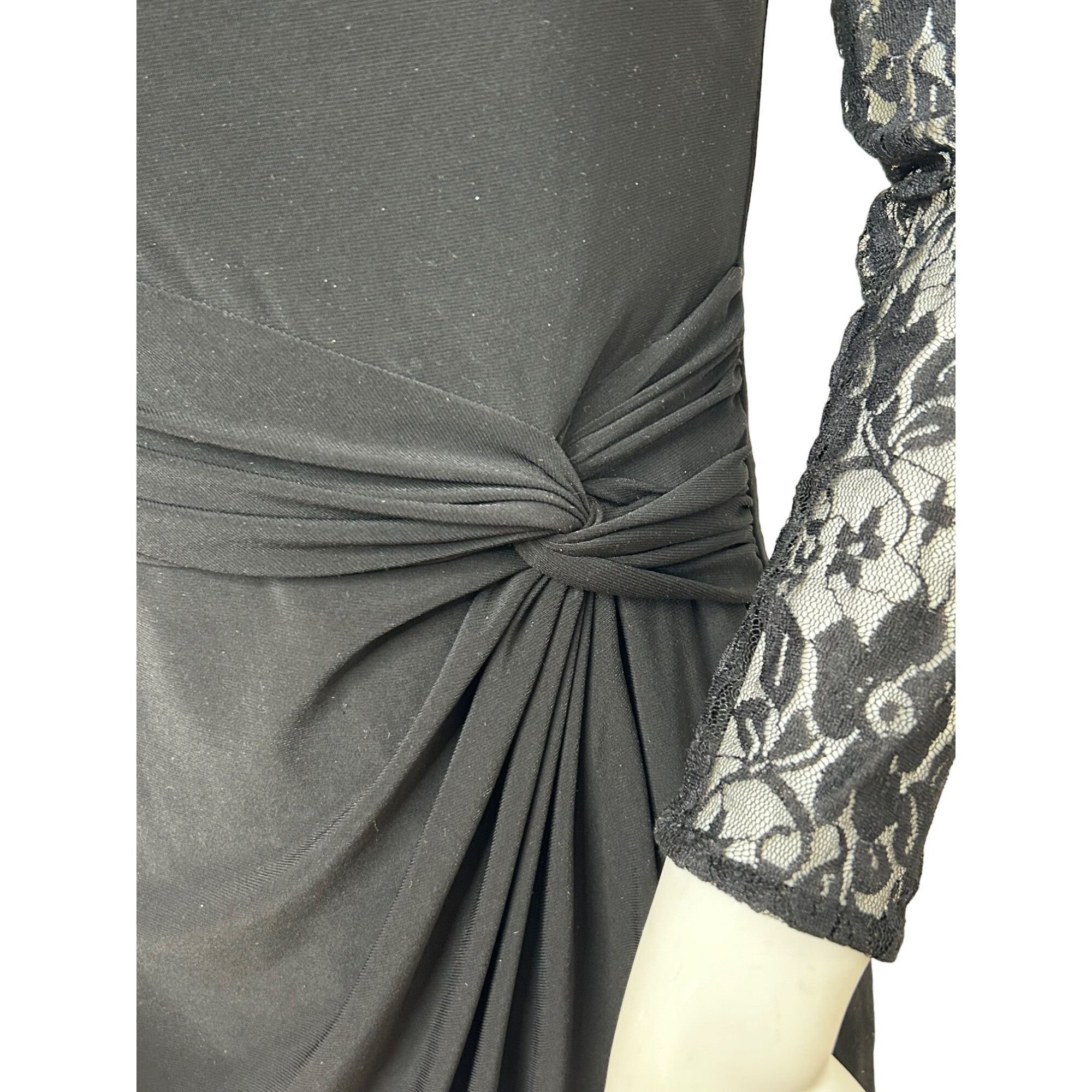Chaps Chaps Black Lace- Trimmed Mini Dress S Petite Sheath Long Sl Size S / US 4 / IT 40 - 11 Thumbnail
