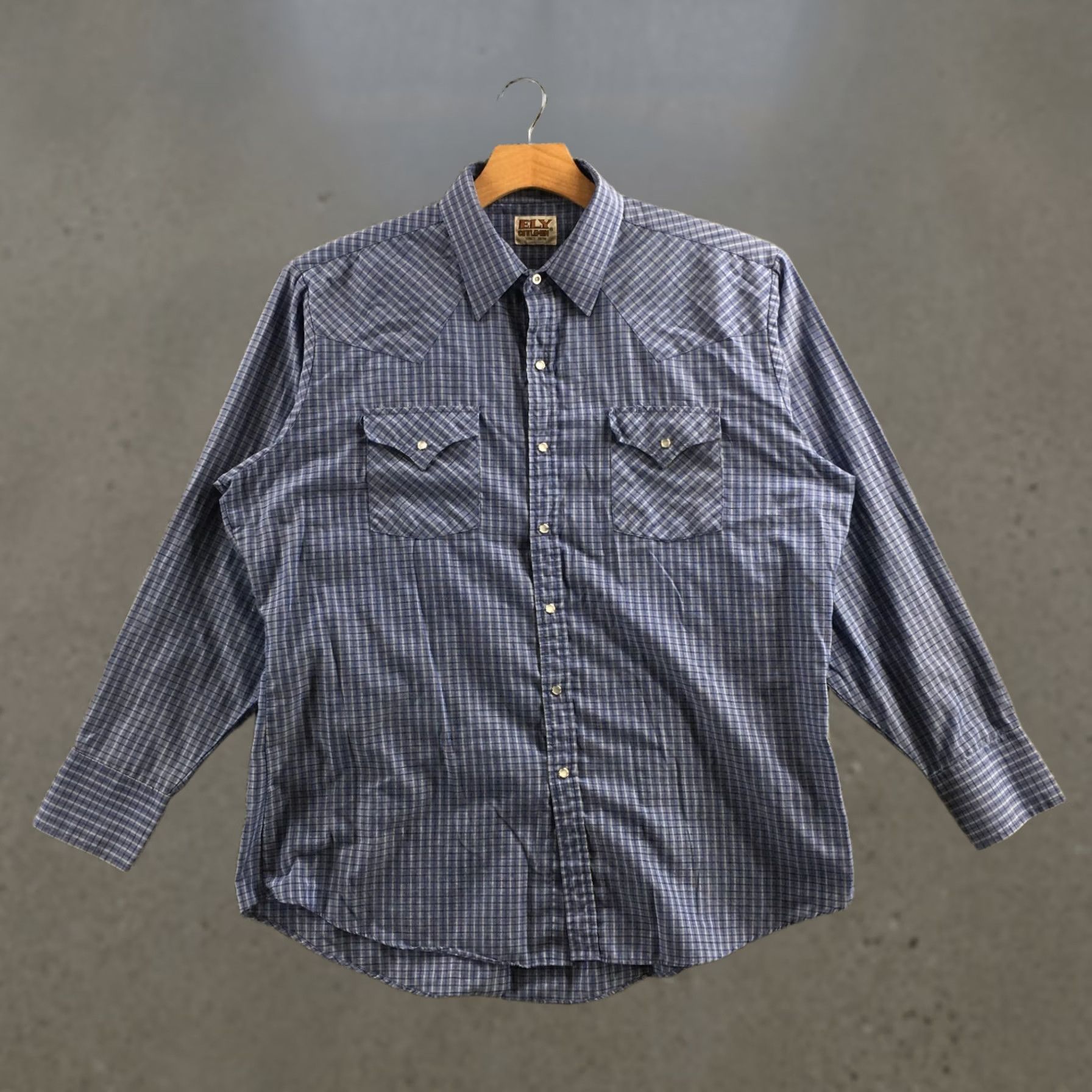 Vintage ELY Cattleman Button-Up Shirt Mens L Blue Plaid Cotton Long Sleeve Casual Shirt Size US L / EU 52-54 / 3 - 1 Thumbnail