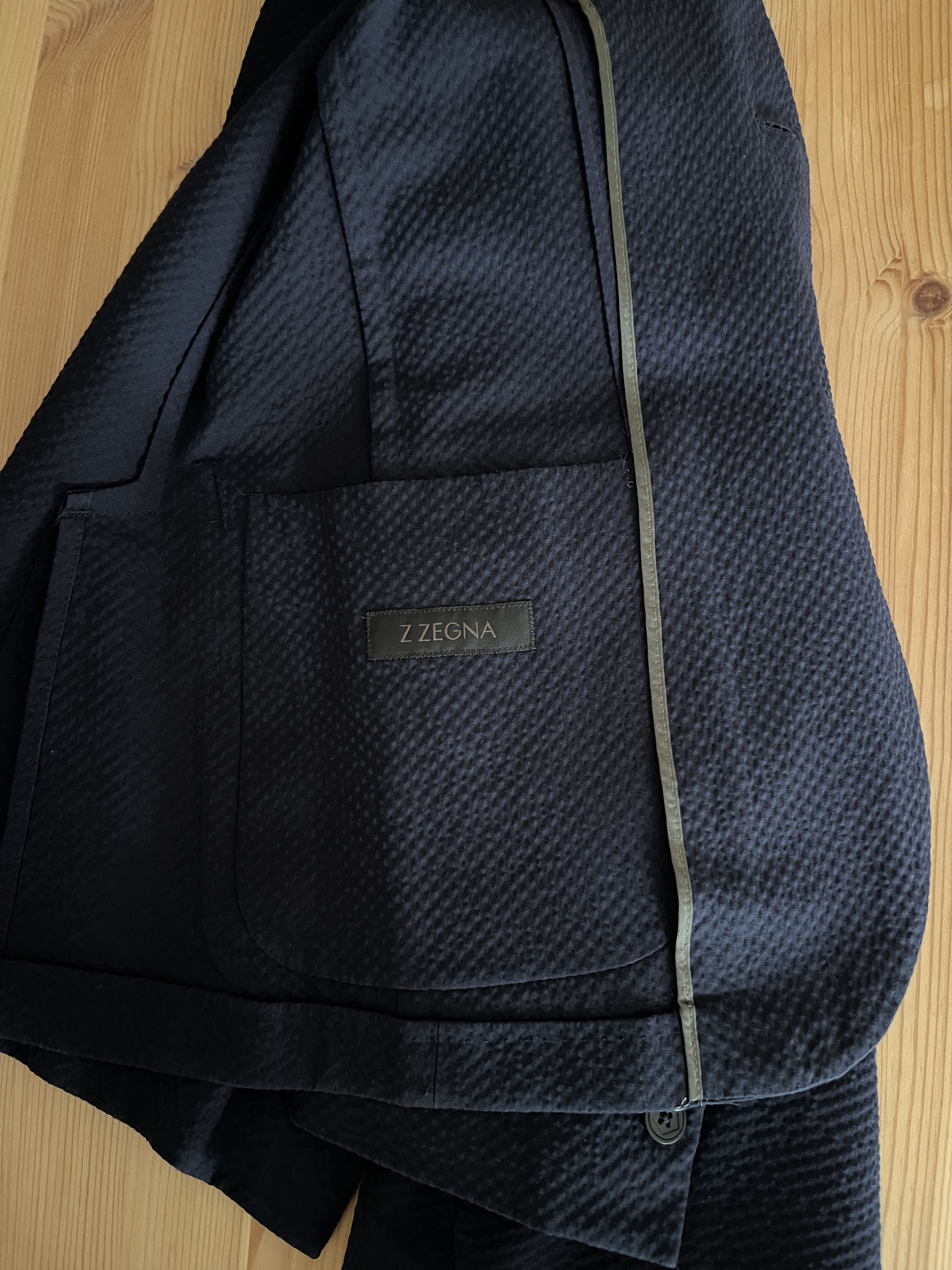 Z Zegna Z Zegna Navy Lightweight textured blazer / Shirt Jacket, 37 Size 38S - 5 Thumbnail