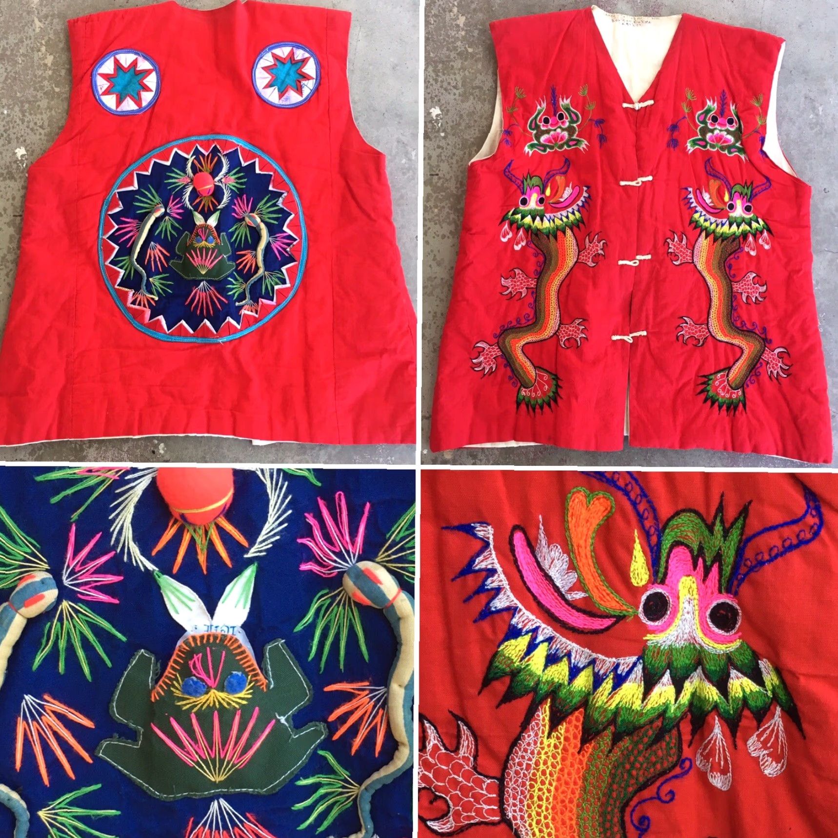 Vintage VINTAGE Embroidered Asian Vest Dragon Frog Chinese M/L Red Vest Size M / US 6-8 / IT 42-44 - 2 Thumbnail