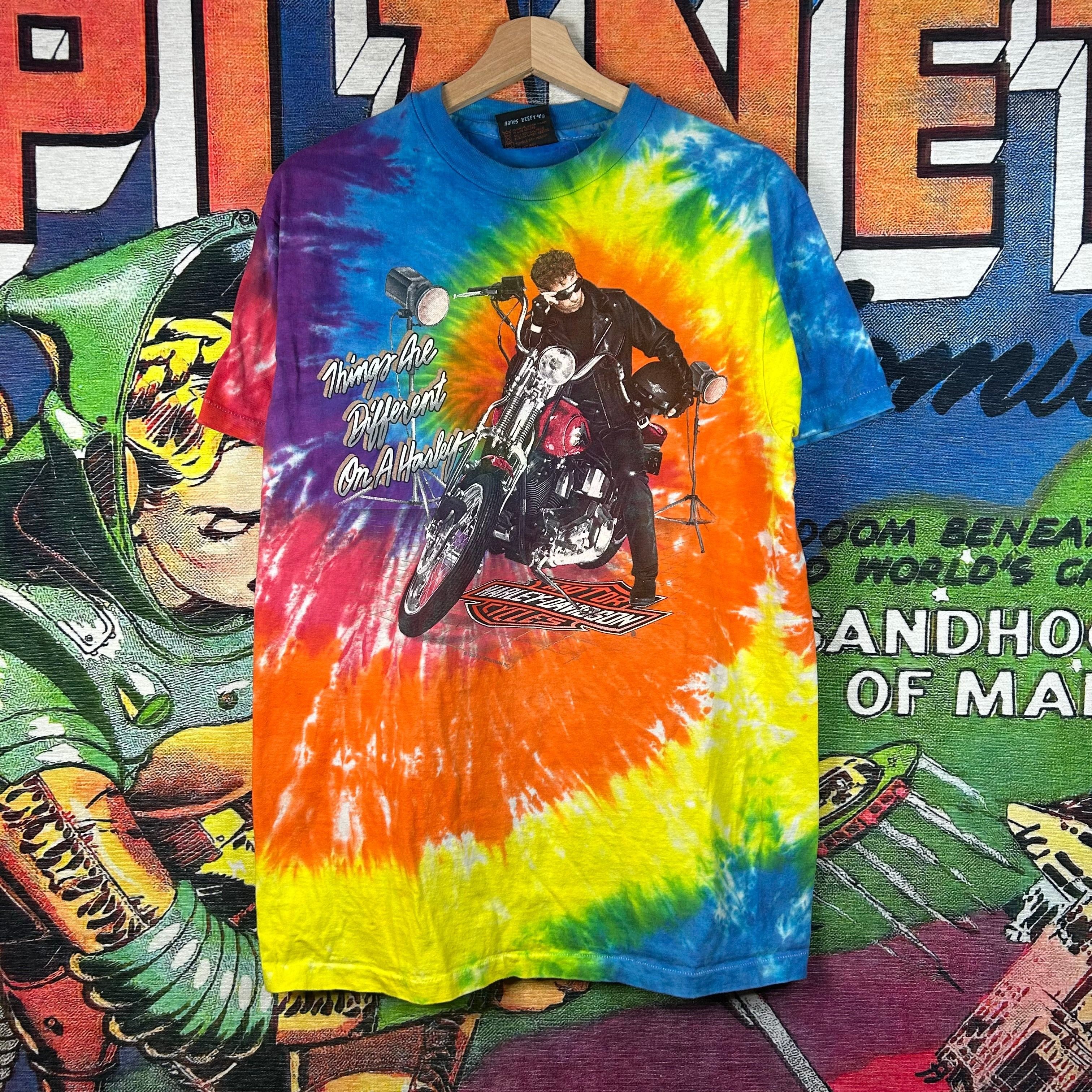 Harley Davidson × Vintage Vintage 90s Harley Davidson Tie-Dye Tee Size Large Size US L / EU 52-54 / 3 - 1 Thumbnail