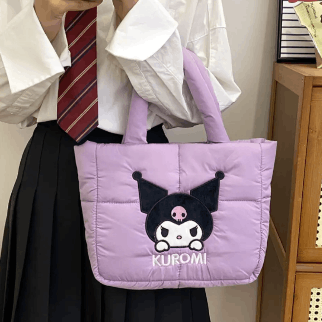 Japanese Brand KUROMI Fabric Handbag, Shoulder bag, Purple, NEW Size ONE SIZE - 7 Thumbnail