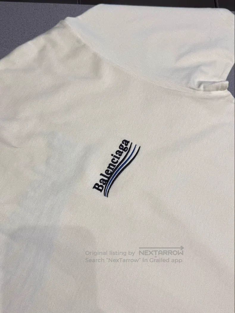 Balenciaga Balenciaga Embroidered Cola Logo Off-White Round Neck Shor Size US S / EU 44-46 / 1 - 5 Thumbnail