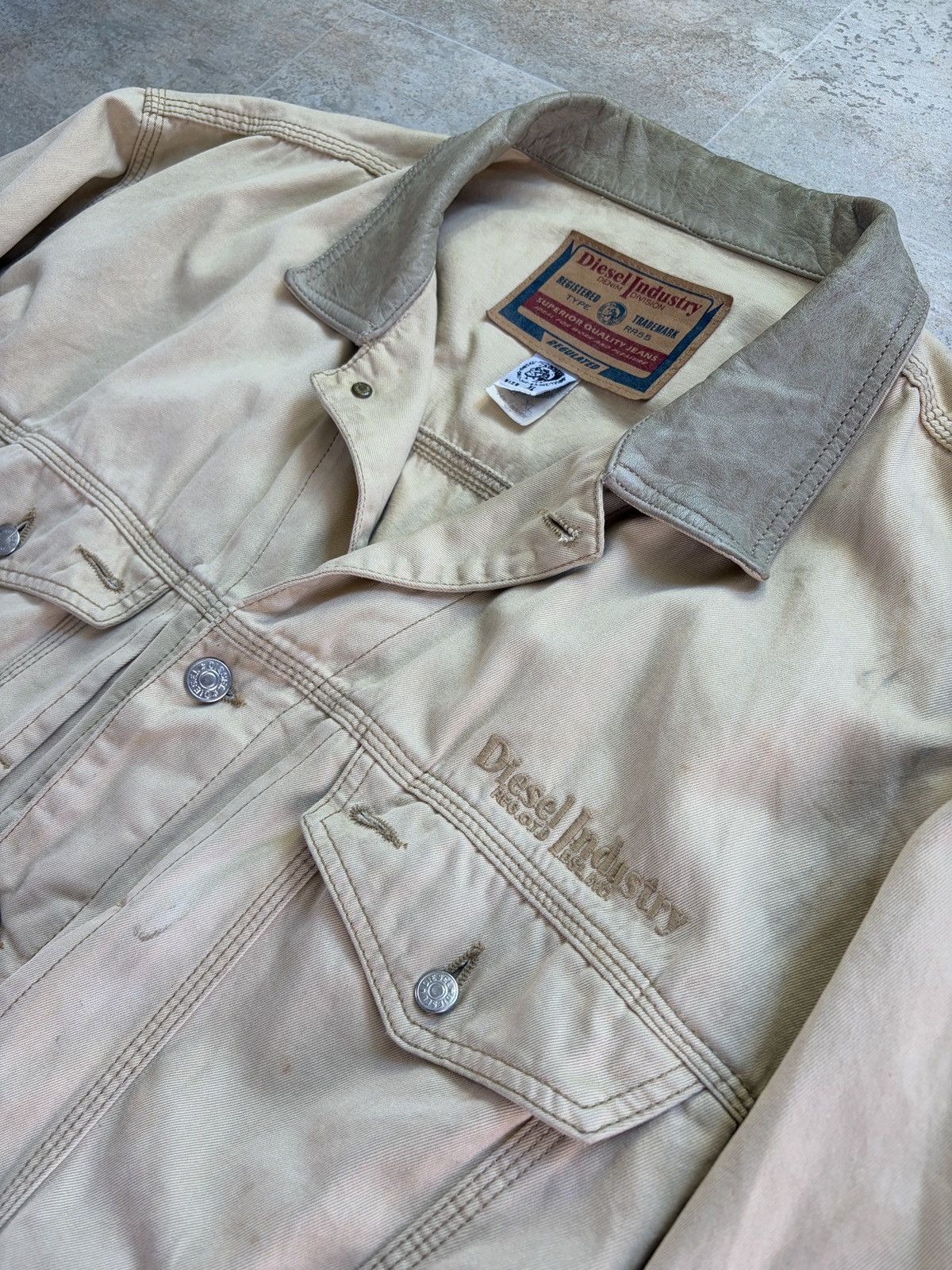Diesel Diesel Leather Denim Jacket / Workwear Blouson Beige XL Size US XL / EU 56 / 4 - 3 Thumbnail