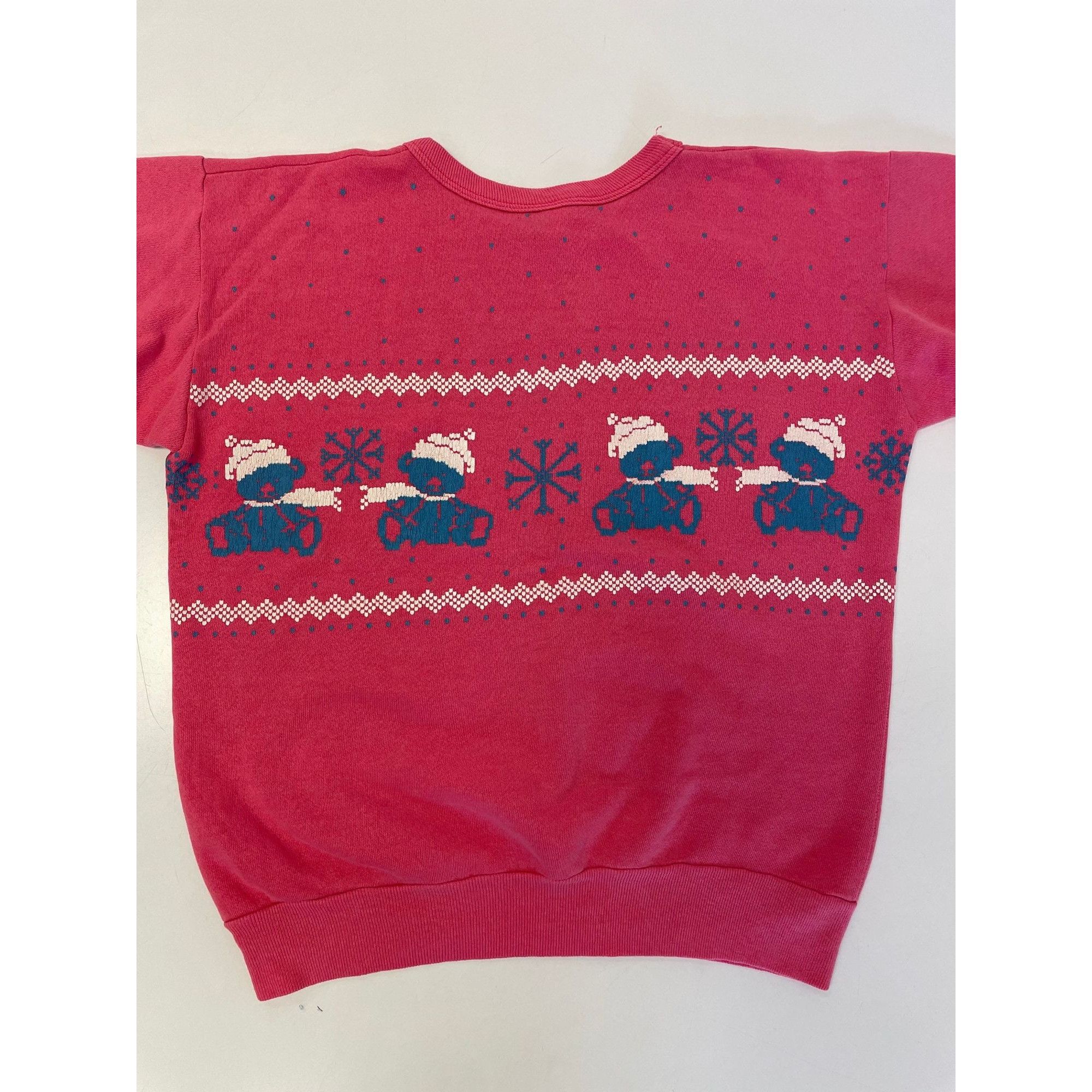 Other Vtg Pink Blue Painted Snowflake TEDDY Bear Kawaii sweatshirt Size M / US 6-8 / IT 42-44 - 2 Thumbnail
