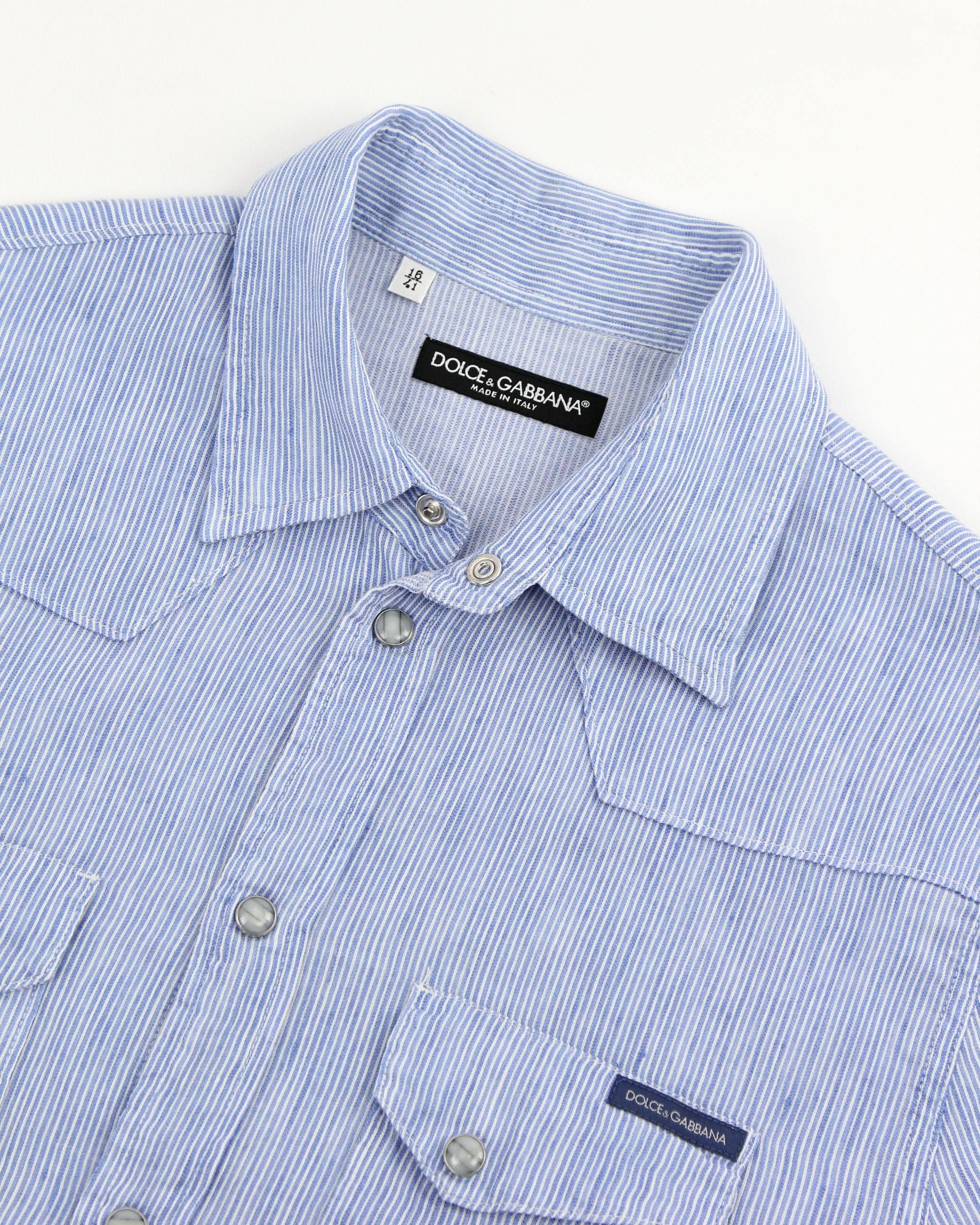 Dolce & Gabbana DOLCE&GABBANA Striped linen and cotton shirt Size US L / EU 52-54 / 3 - 7 Thumbnail
