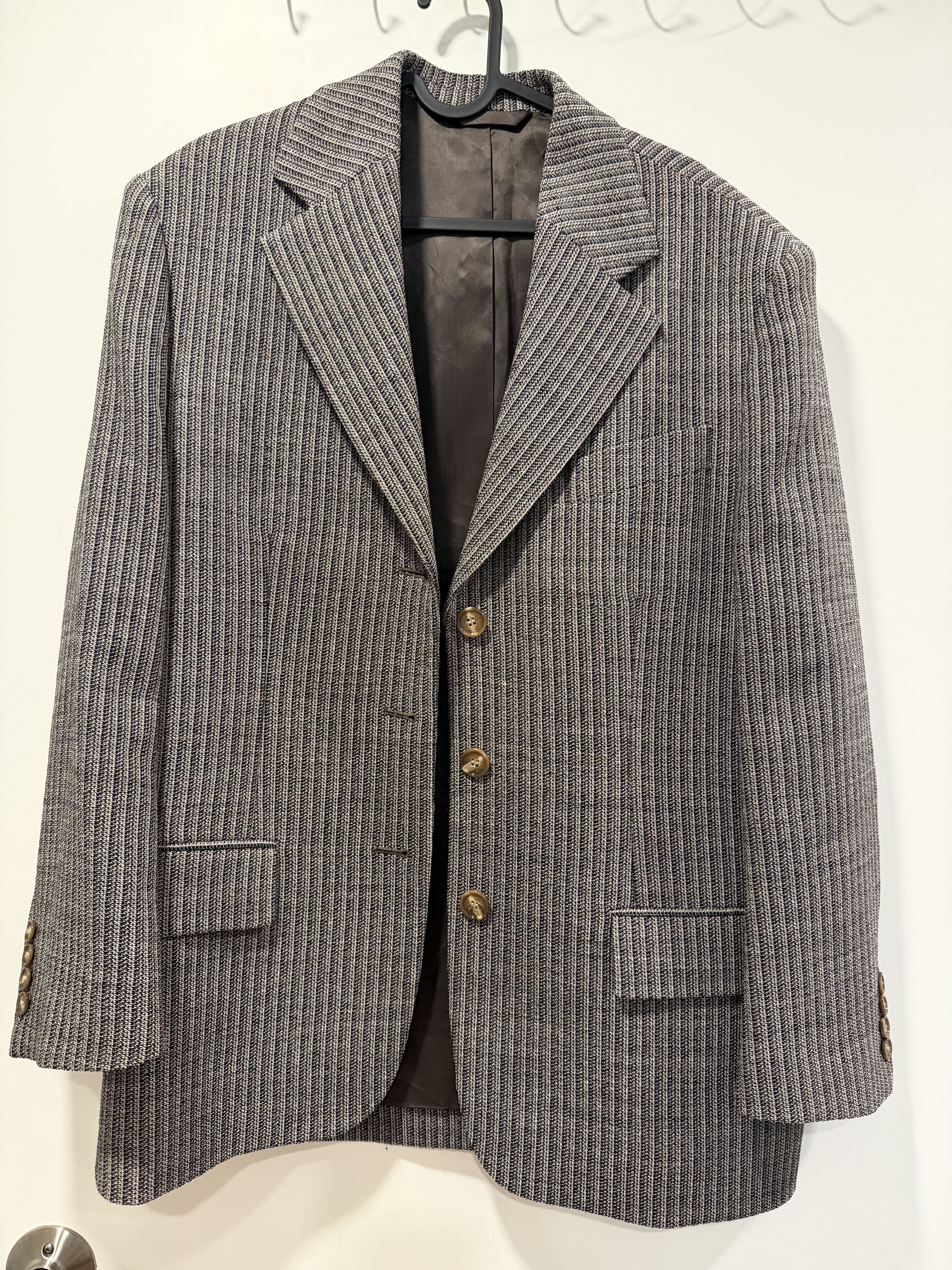 Acne Studios Acne Studios Pinstripe Wool Blazer- Multi Taupe Size XS / US 0-2 / IT 36-38 - 5 Thumbnail