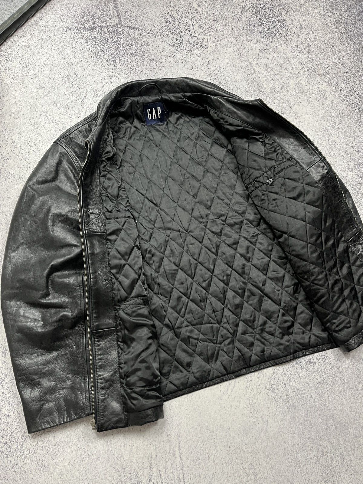 Gap Vintage GAP Black Genuine Leather Jacket Avantgarde Grunge Size US L / EU 52-54 / 3 - 12 Thumbnail