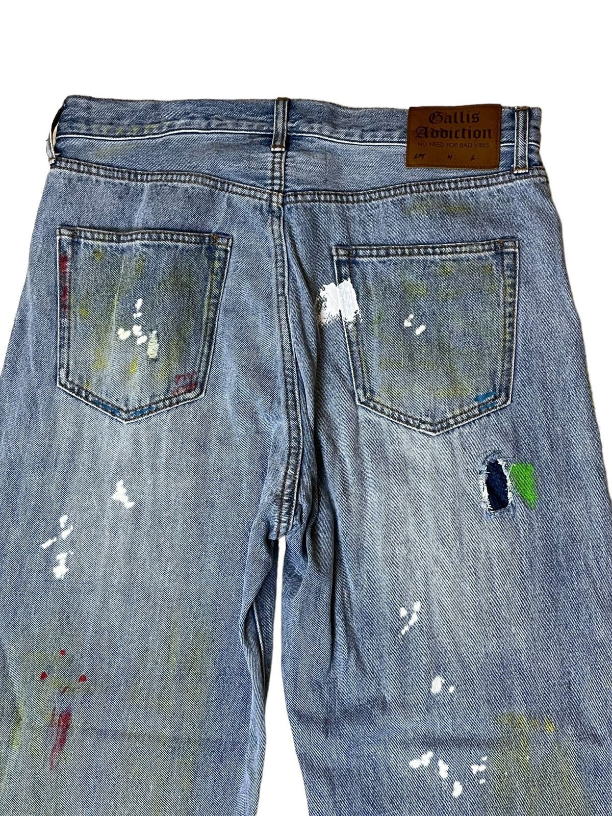 Japanese Brand BAGGY🔥🔥GALLIS ADDICTION COLOURFULL PAINT WIDE JEANS Size US 33 - 6 Thumbnail