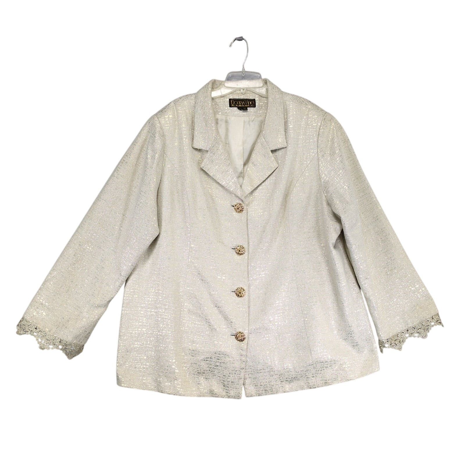 Vintage Donna Vinci Couture Women's 24 Gold Metallic Blazer Jacket Size 4XL / US 24-26 - 1 Thumbnail