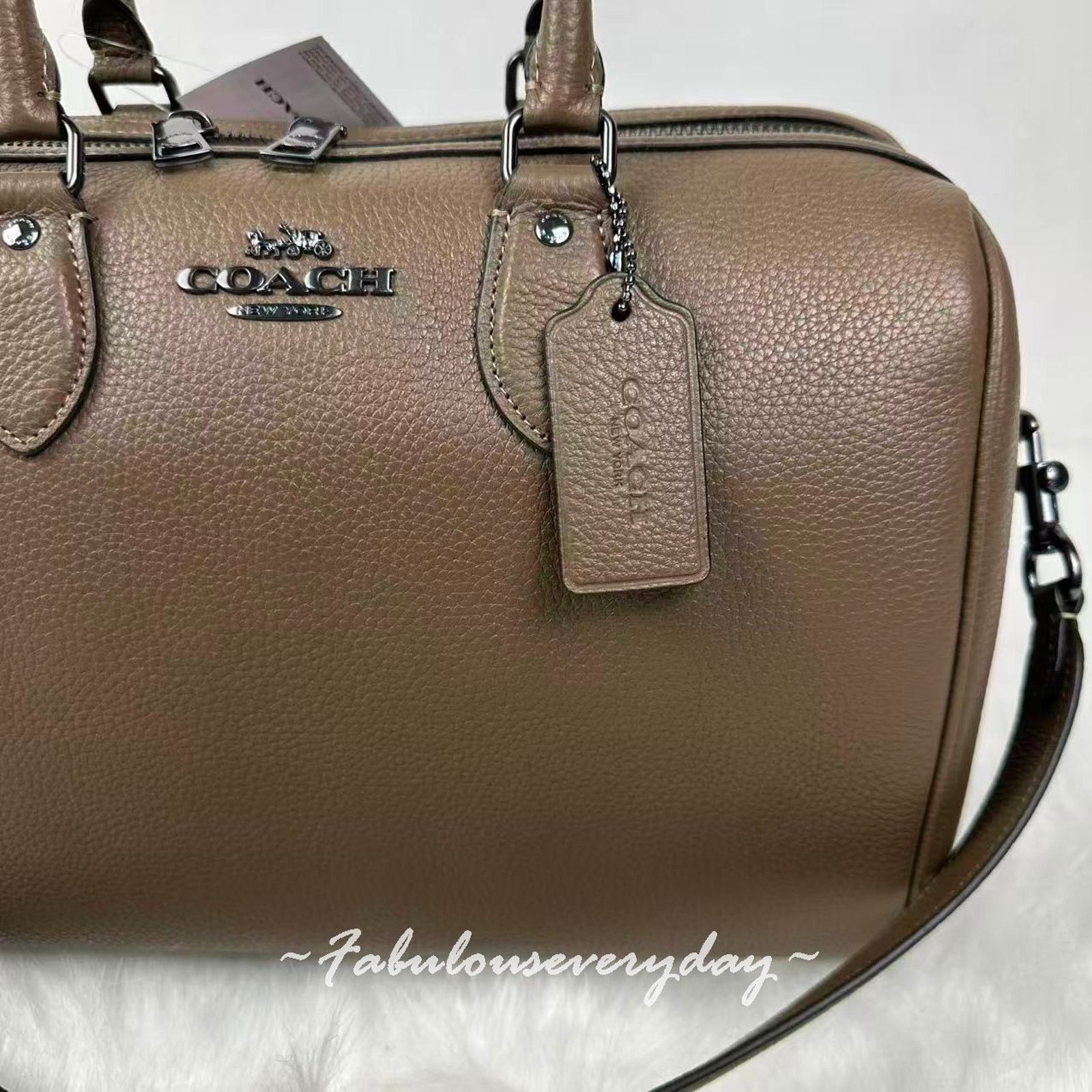 Coach Coach Rowan Large Satchel Crossbody Leather/QB/Dark Stone Size ONE SIZE - 4 Thumbnail