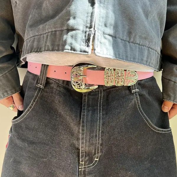 Cowboy Equipment Koike vintage buckle pink american western design belt Size ONE SIZE - 1 Thumbnail