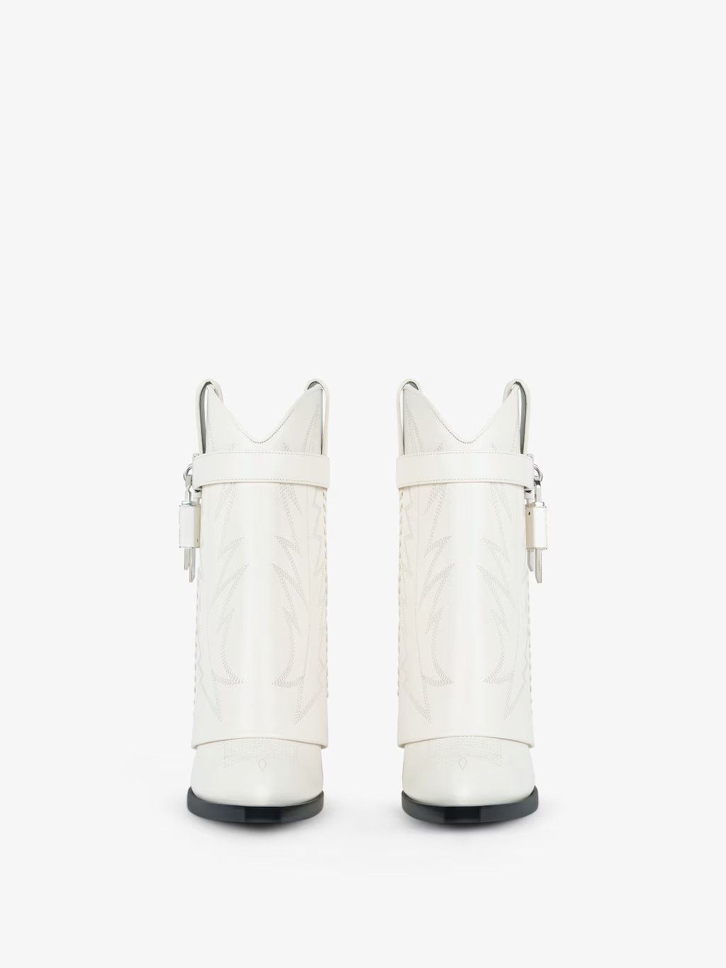 Givenchy o1w1db10525 Shark Lock Cowboy Ankle Boots in White Size US 8 / IT 38 - 3 Thumbnail