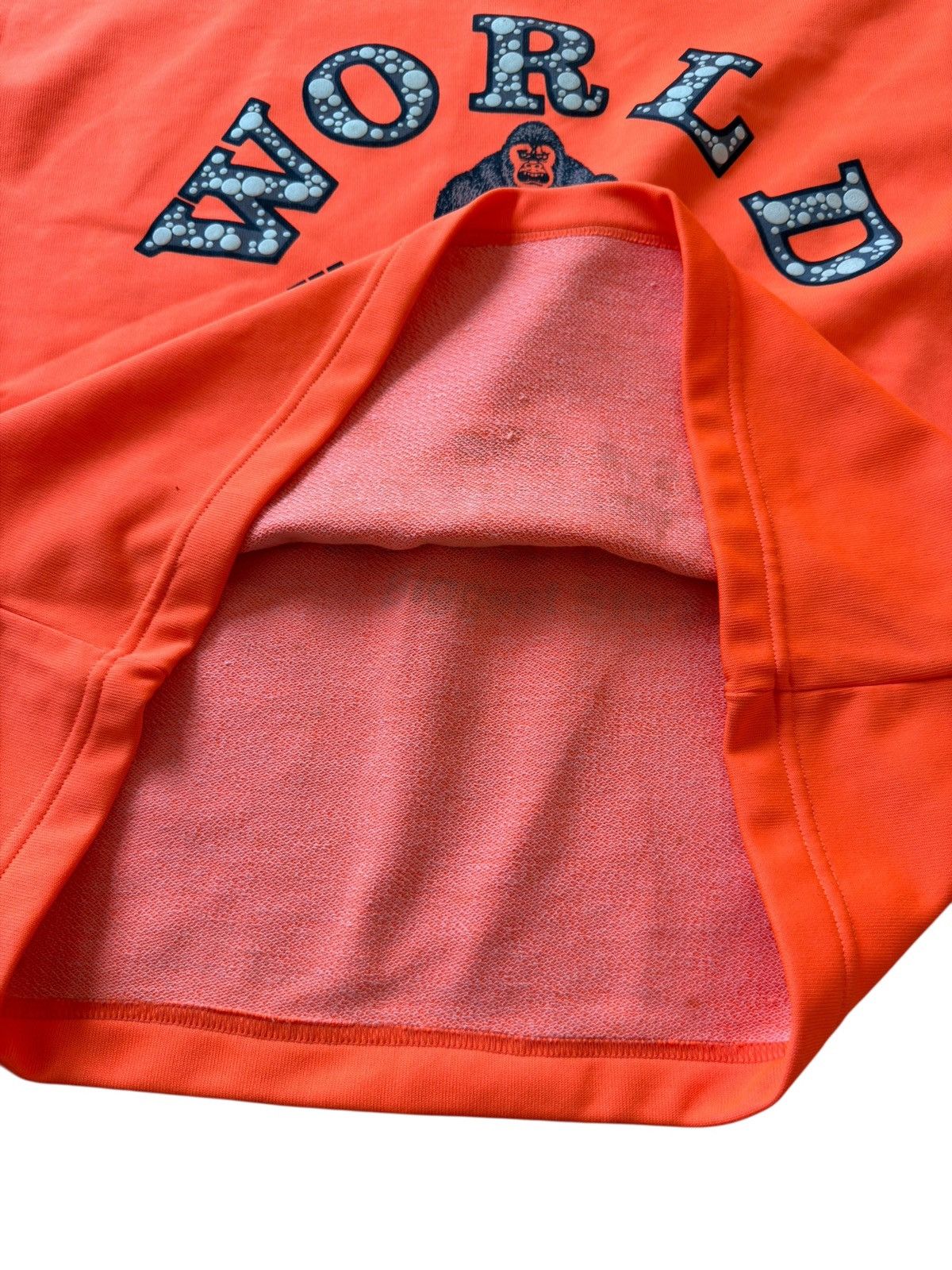 Vintage *RARE* VINTAGE 90s JAPAN WORLD GYM NEON FLUO ORANGE TOP TEE Size US XL / EU 56 / 4 - 7 Thumbnail