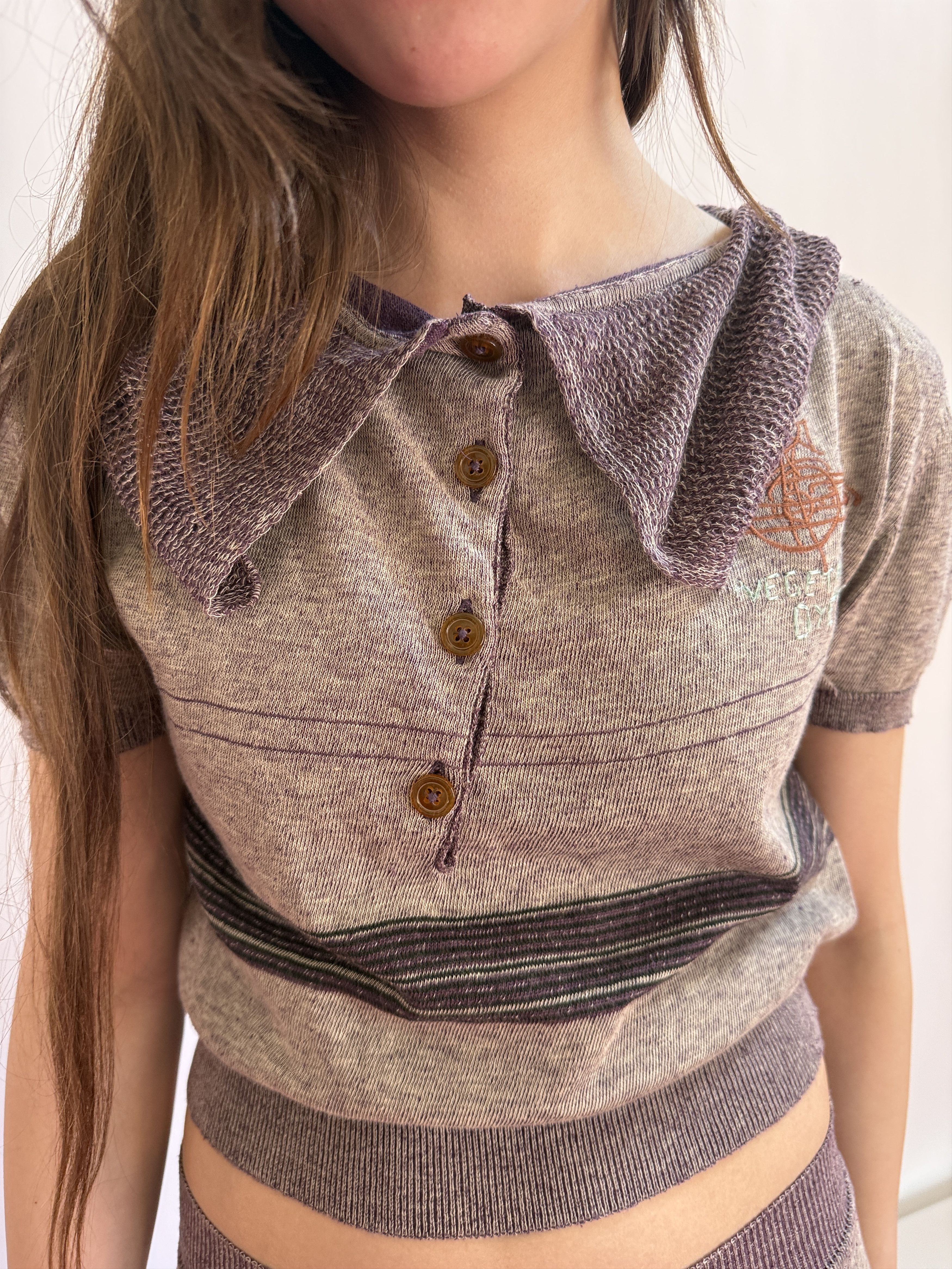 Vivienne Westwood New 2014 Gold Label Purple Knitted Silk Yarn Polo Size M / US 6-8 / IT 42-44 - 3 Thumbnail