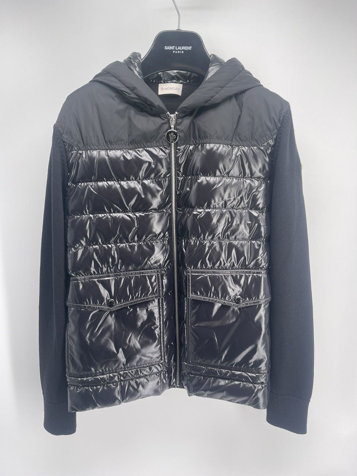 Image of Moncler Padded Knit Jacket in Black, Men's (Size Medium)