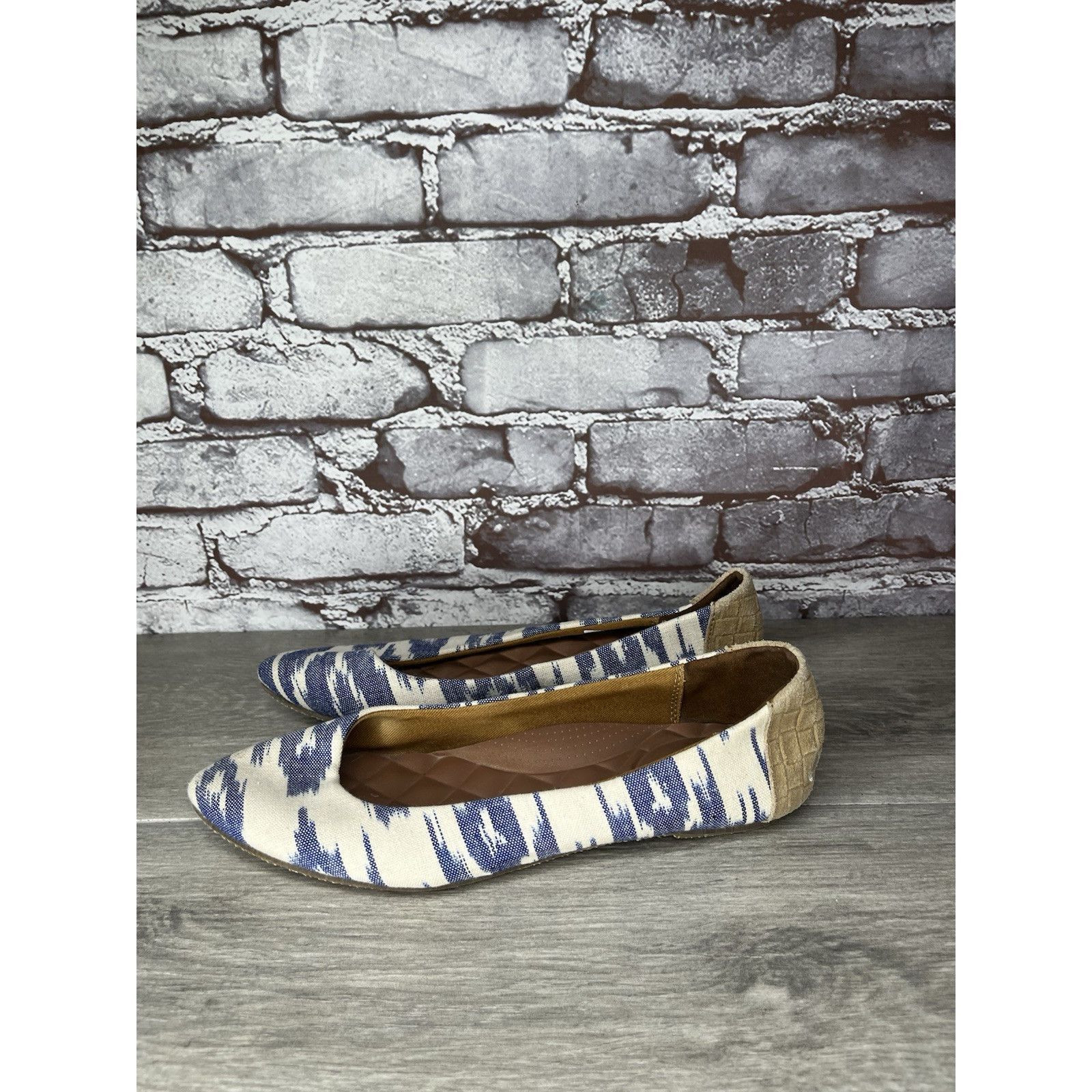 REEF Reef Bochica 2 Canvas Blue White Pointed Toe Ballet Flats Wo Size US 8.5 / IT 38.5 - 2 Thumbnail