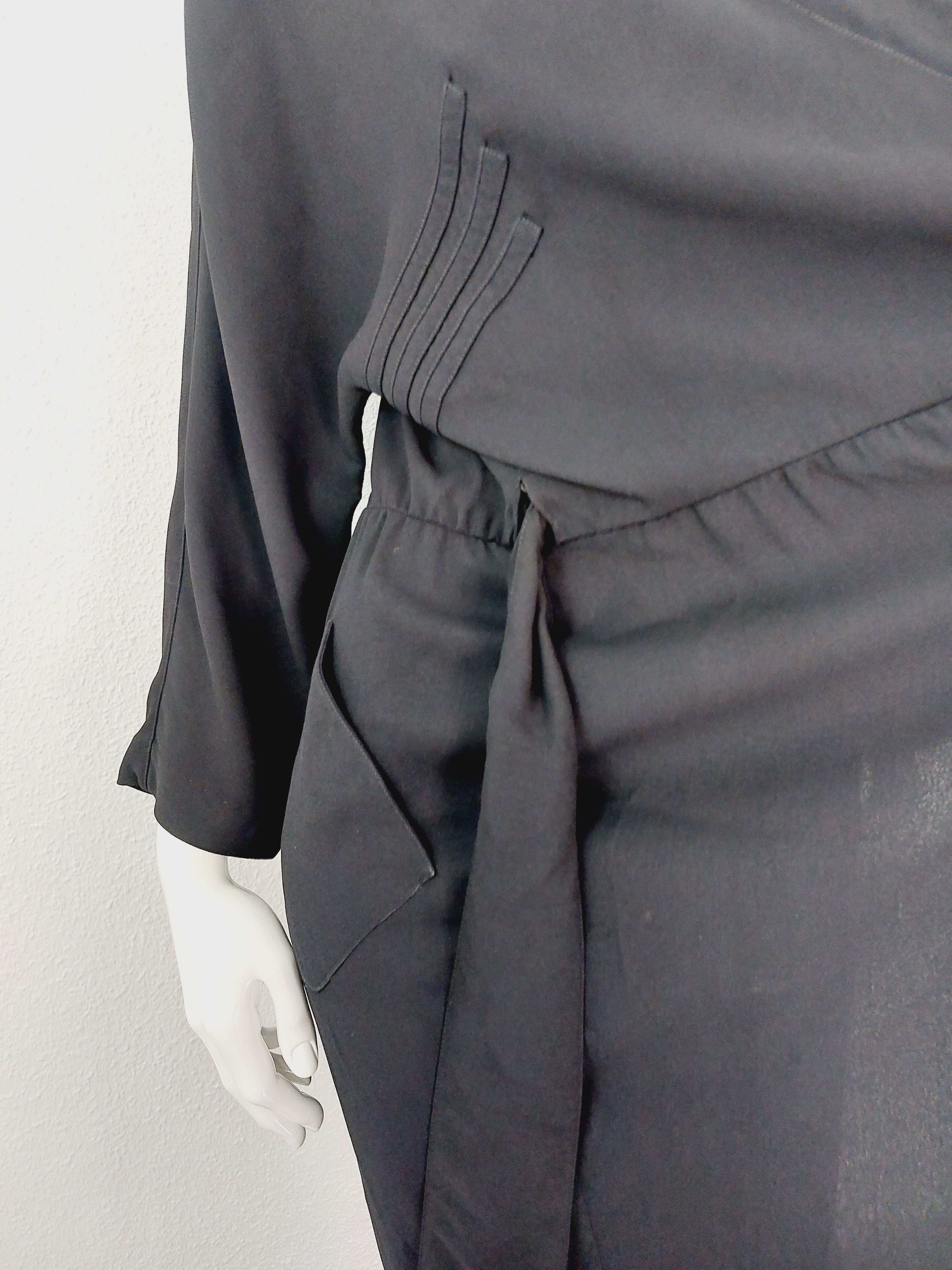 Thierry Mugler Thierry Mugler Couture Wrap Wrapped Baggy Black Midi Dress Size XL / US 12-14 / IT 48-50 - 11 Thumbnail