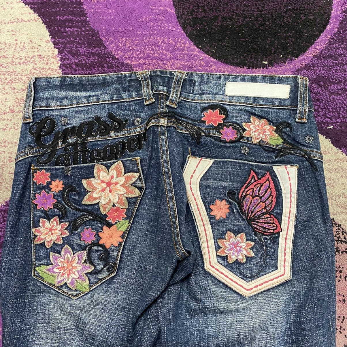 Japanese Brand Flare Jeans Grasshoppers Denim Embroidered Bootcut Jeans Size 26" / US 2 / IT 38 - 8 Thumbnail