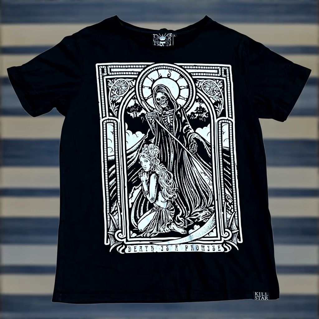 Killstar VINTAGE Killstar Grim Reaper Tarot Card Black Short Sleeve Shirt Unisex Adult Large Size US L / EU 52-54 / 3 - 1 Thumbnail