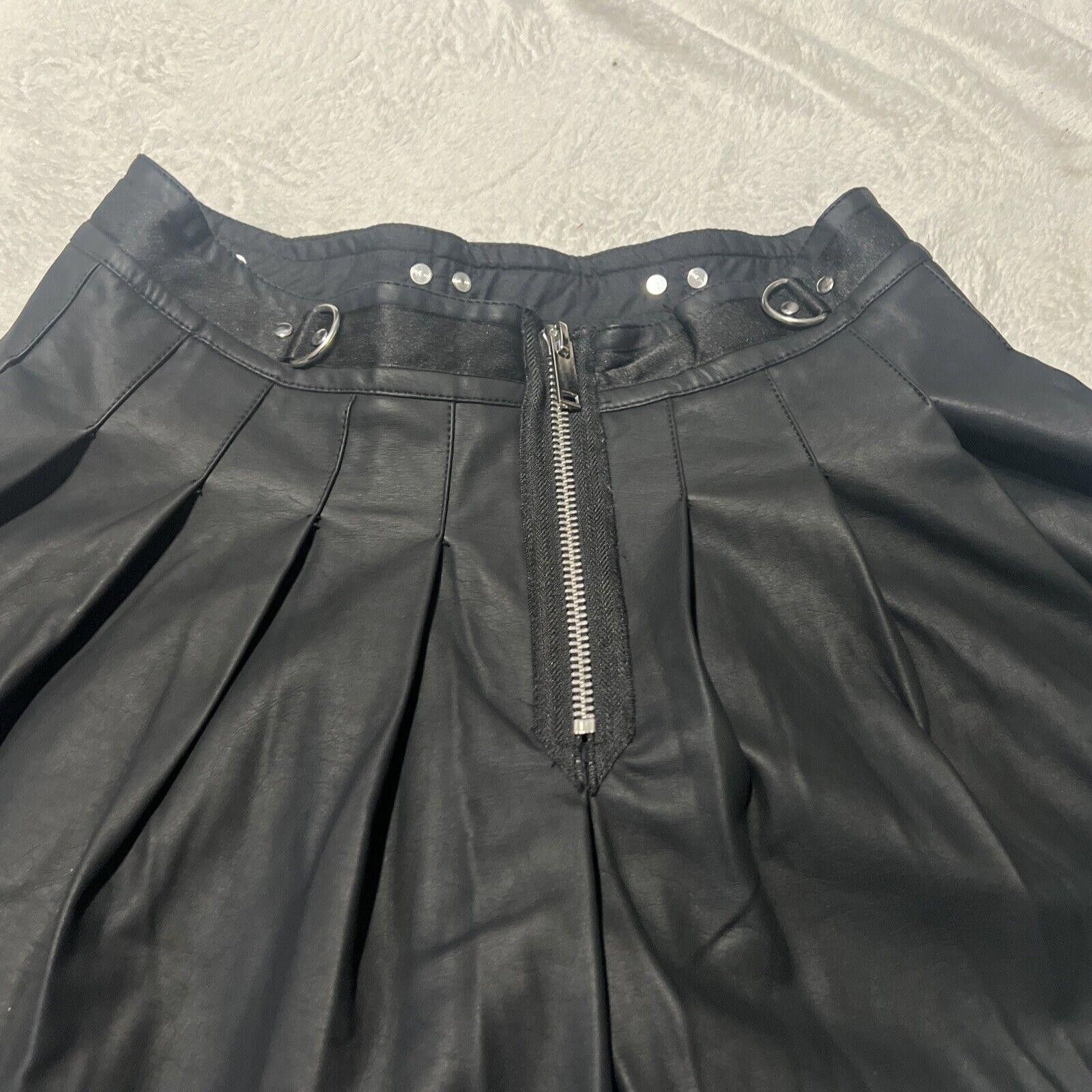 Designer Medium Black Spade Pleated Mini Skirt Goth Punk Dolls Kill Size 32" / US 10 / IT 46 - 5 Thumbnail